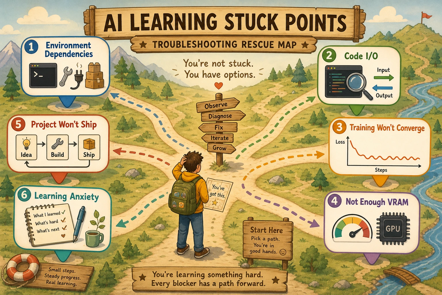 Troubleshooting map for learning stuck points