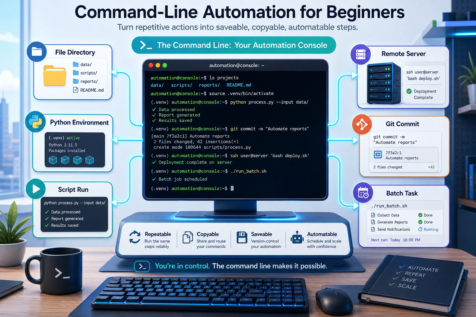 Command-line automation workflow diagram