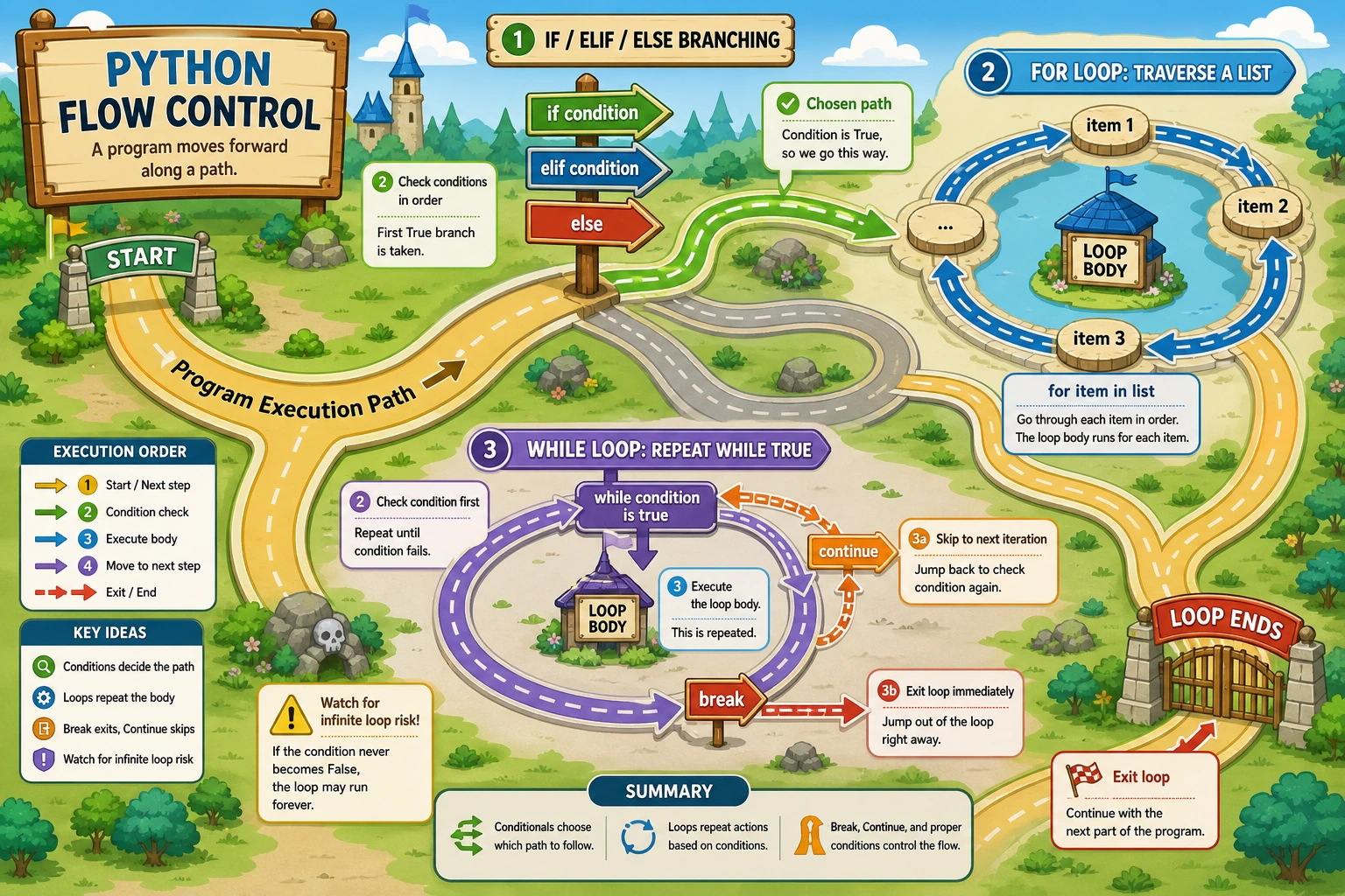 Python flow control execution path diagram