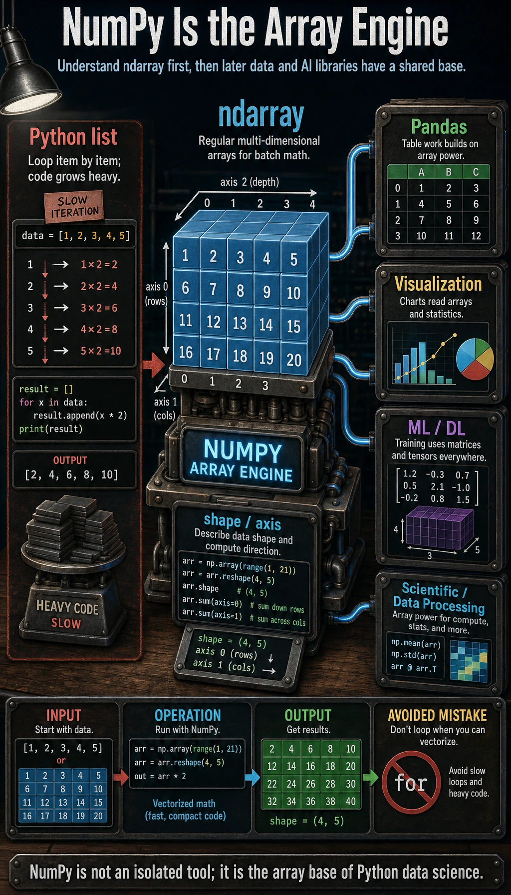 NumPy scientific computing engine diagram