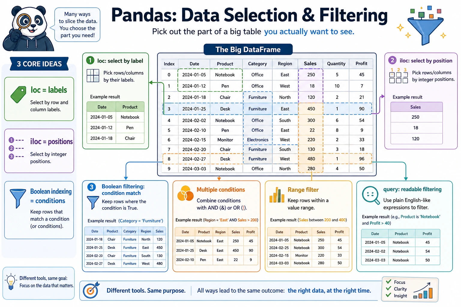 Pandas Data Selection and Filtering Map