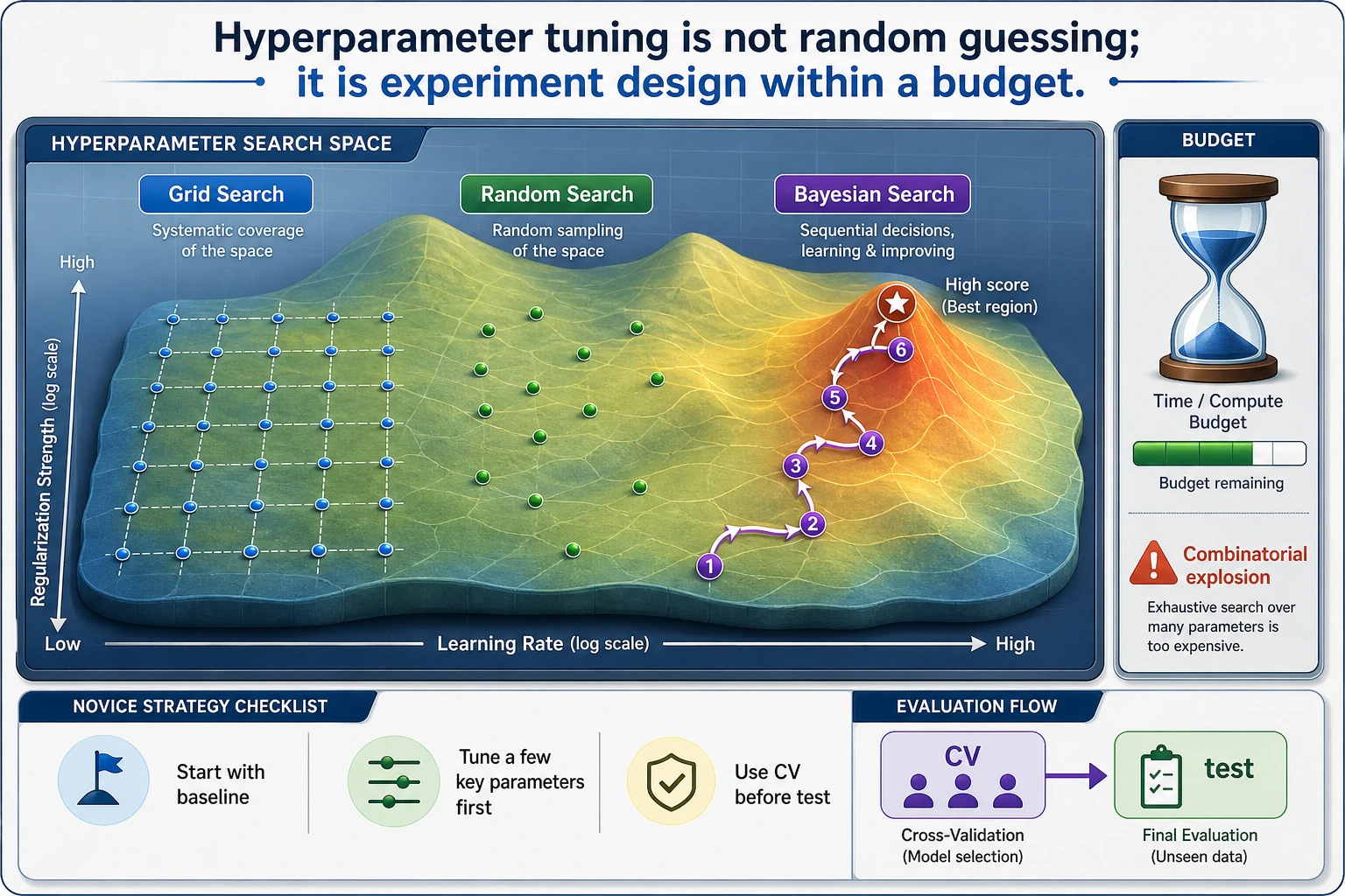 Hyperparameter search space and budget diagram