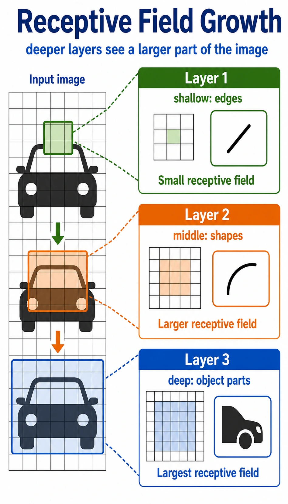 CNN receptive field growth map