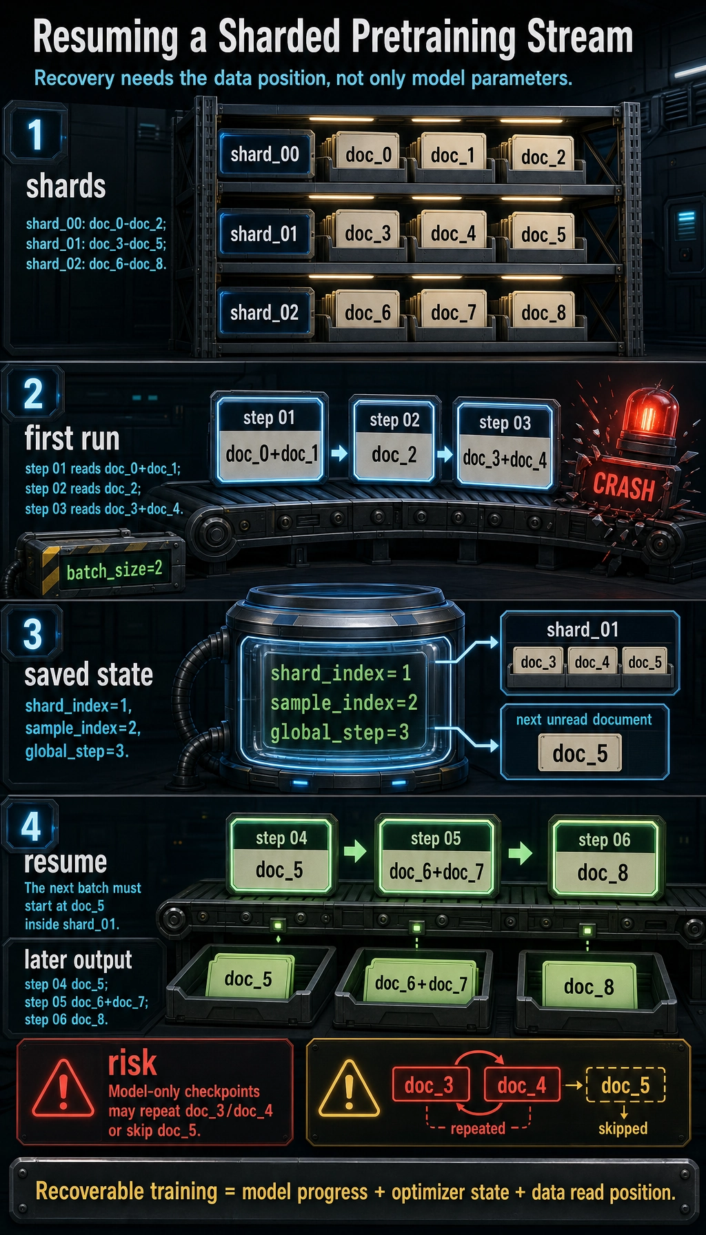 Pretraining shard resume result map