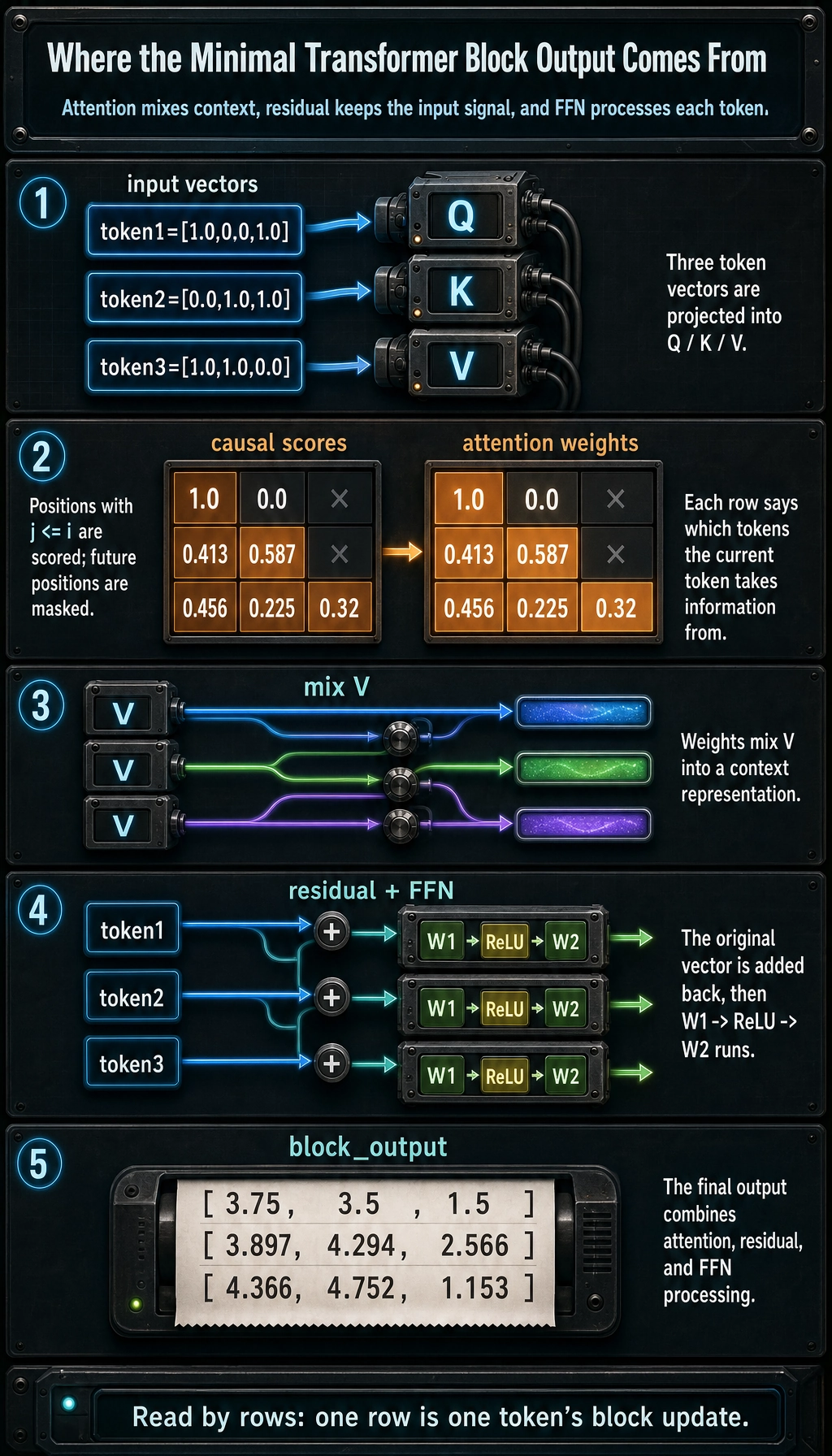 Minimal Transformer block run result map