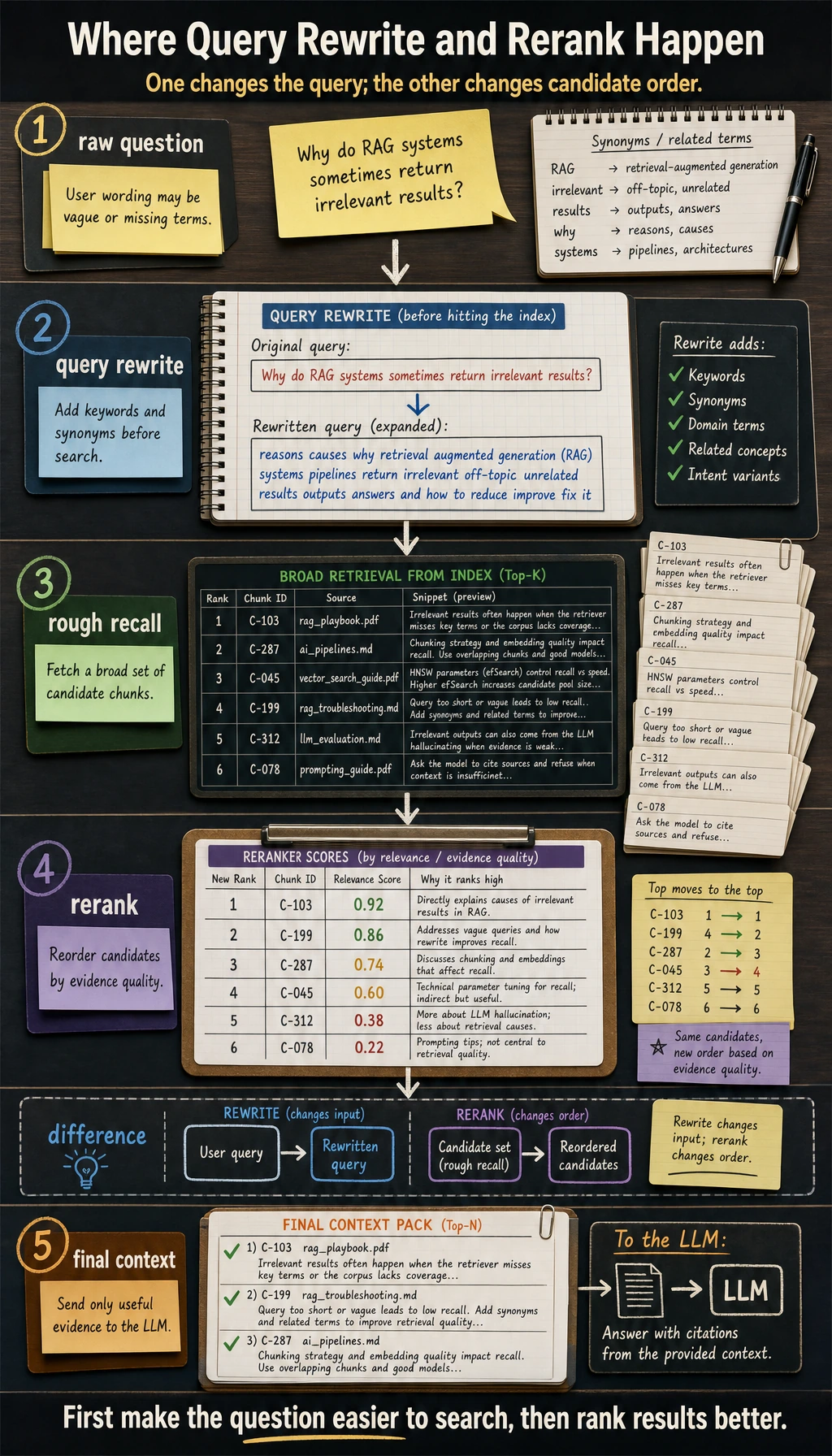 Two-Stage Funnel Diagram for Query Rewrite and Rerank