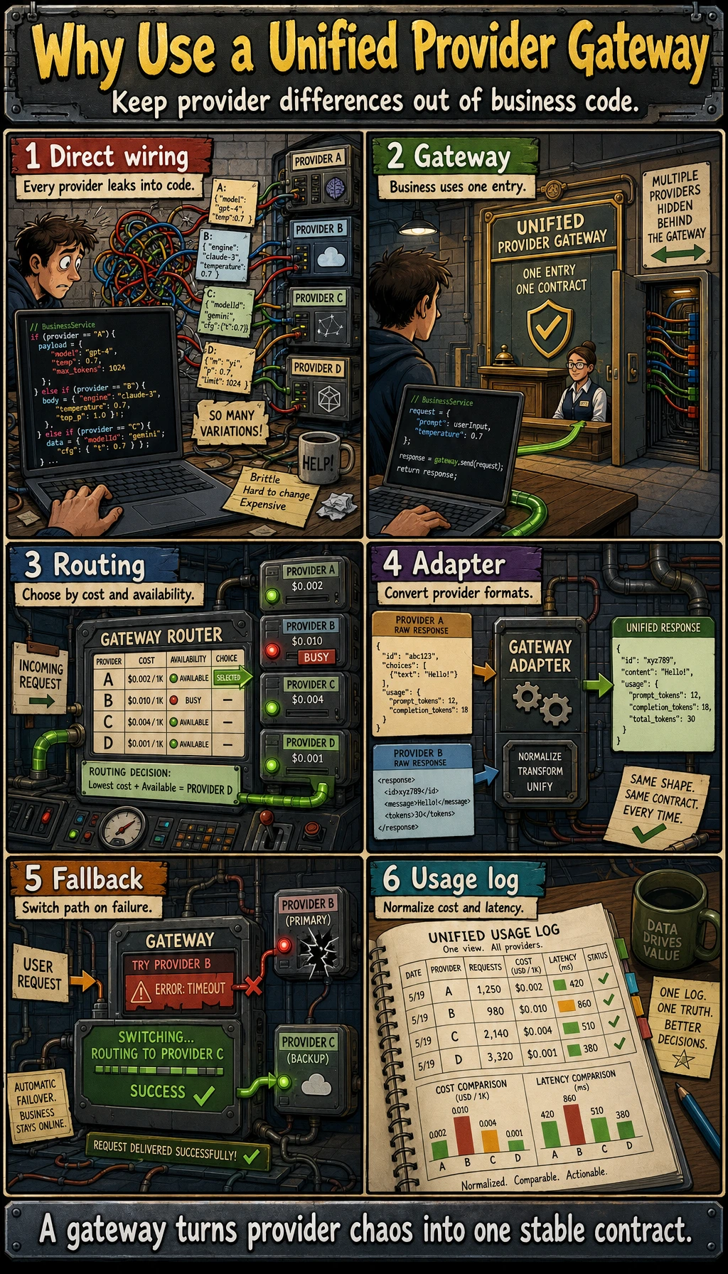 Unified API provider gateway map