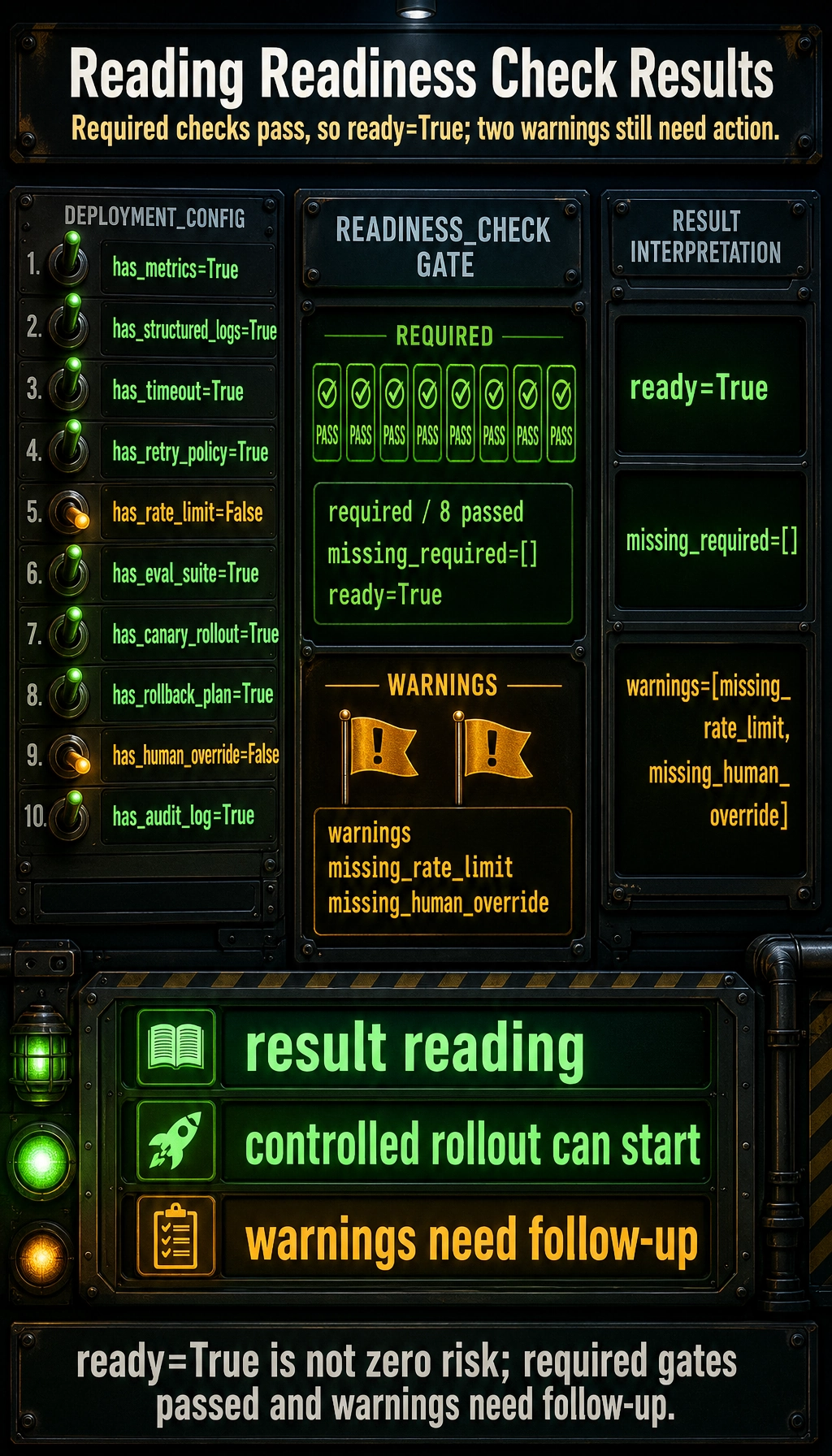 Agent readiness check result map