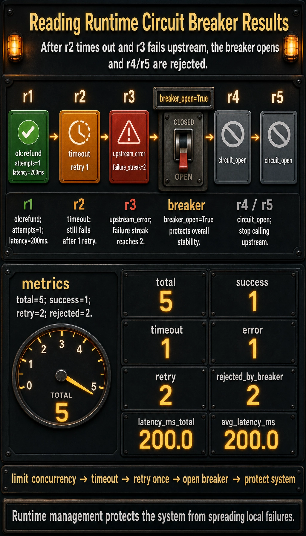 Runtime circuit breaker result map
