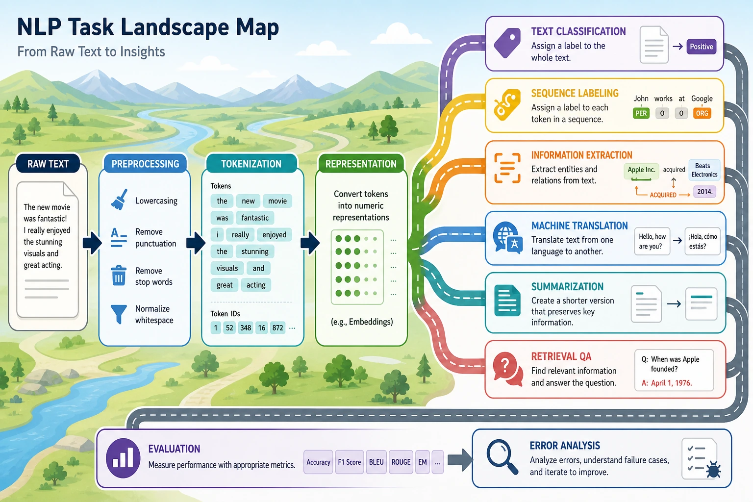 NLP task landscape map
