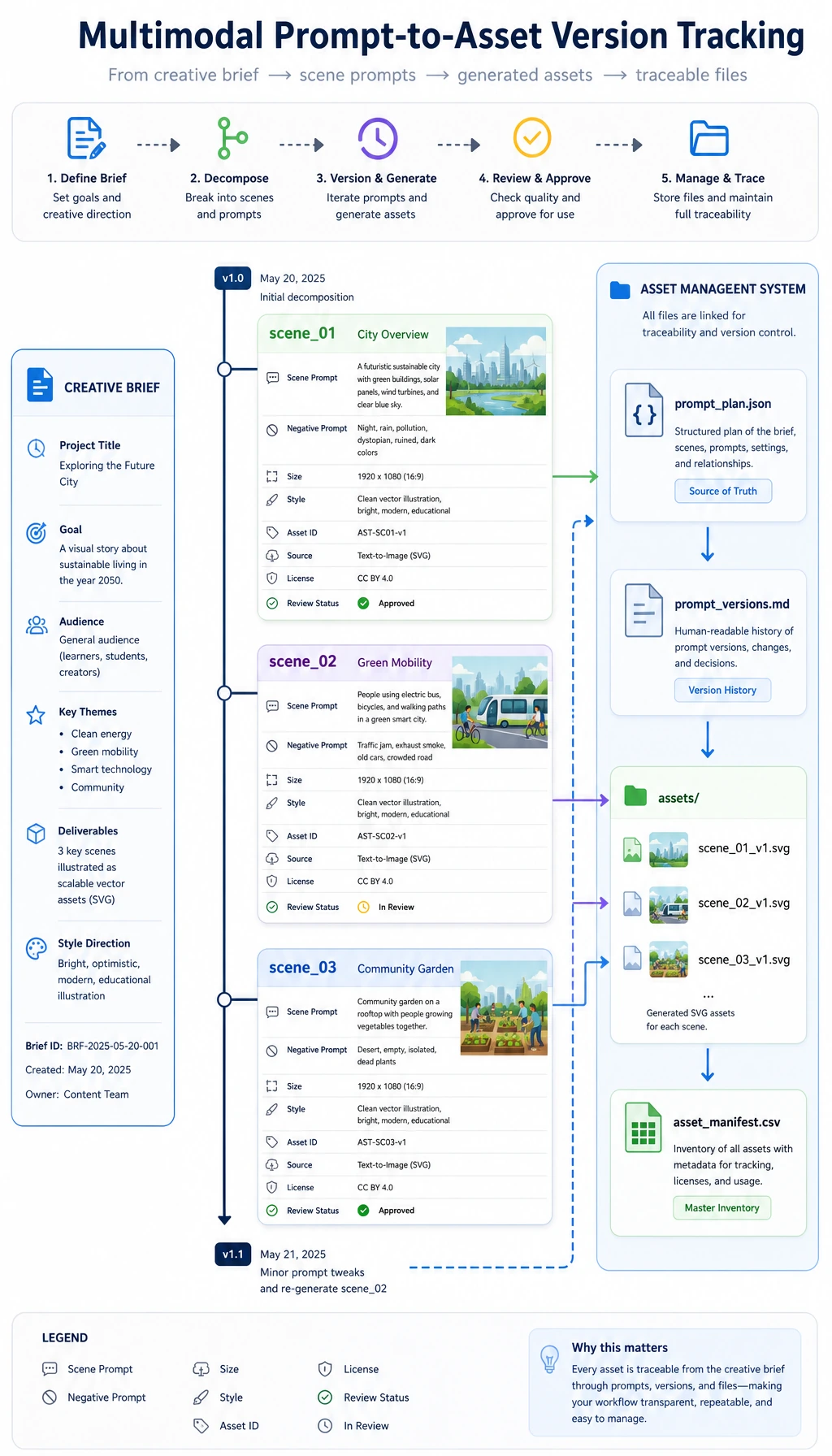 Prompt to asset version record map