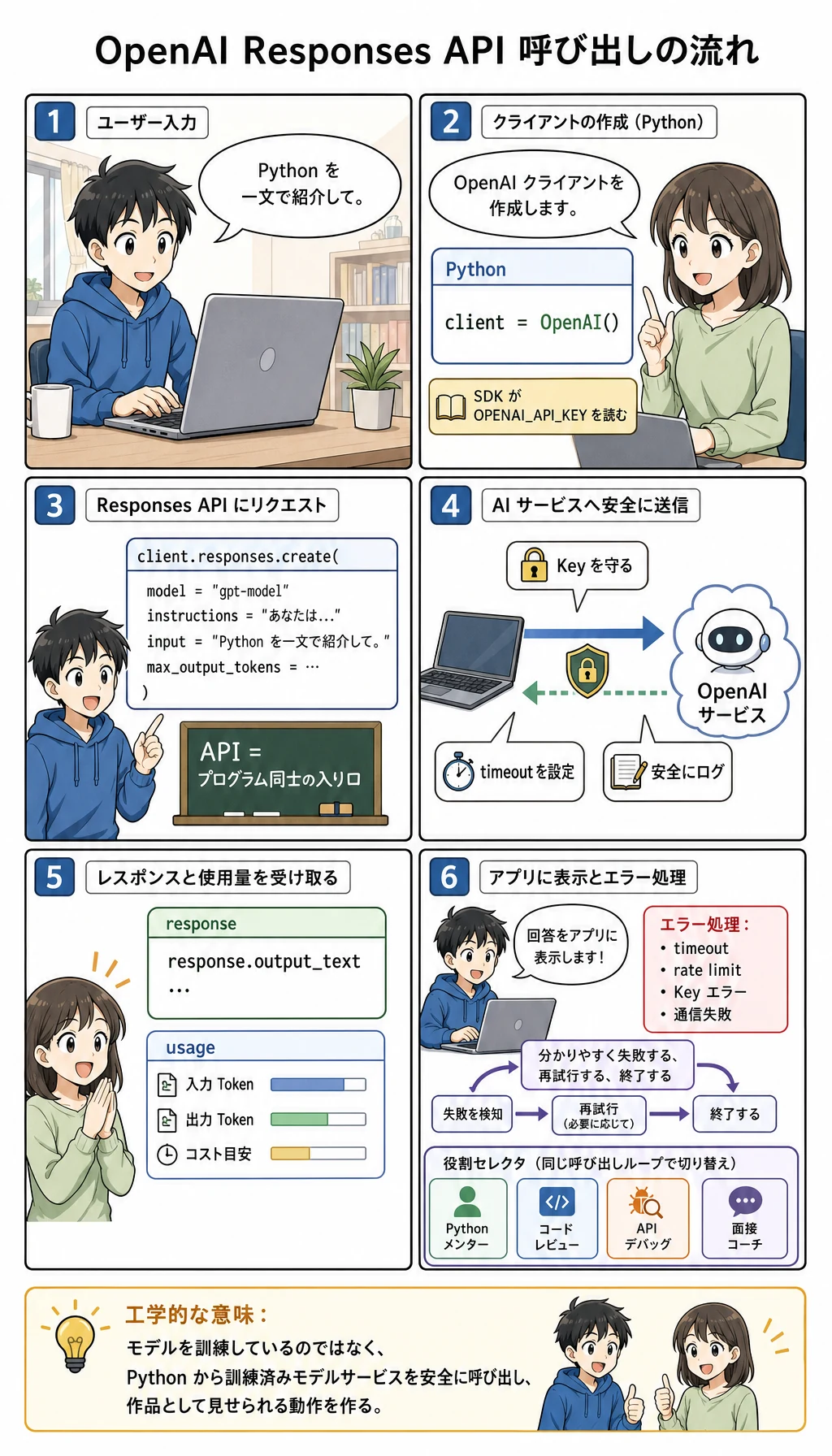 AI API リクエスト・レスポンスの流れ図