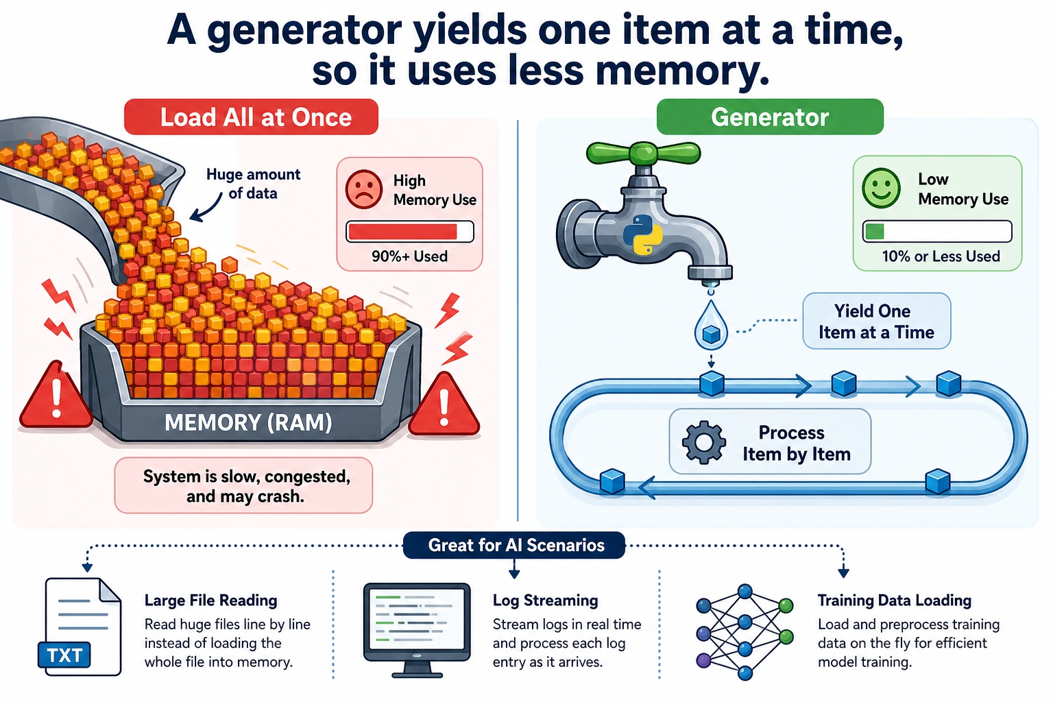 Generator streaming data processing diagram