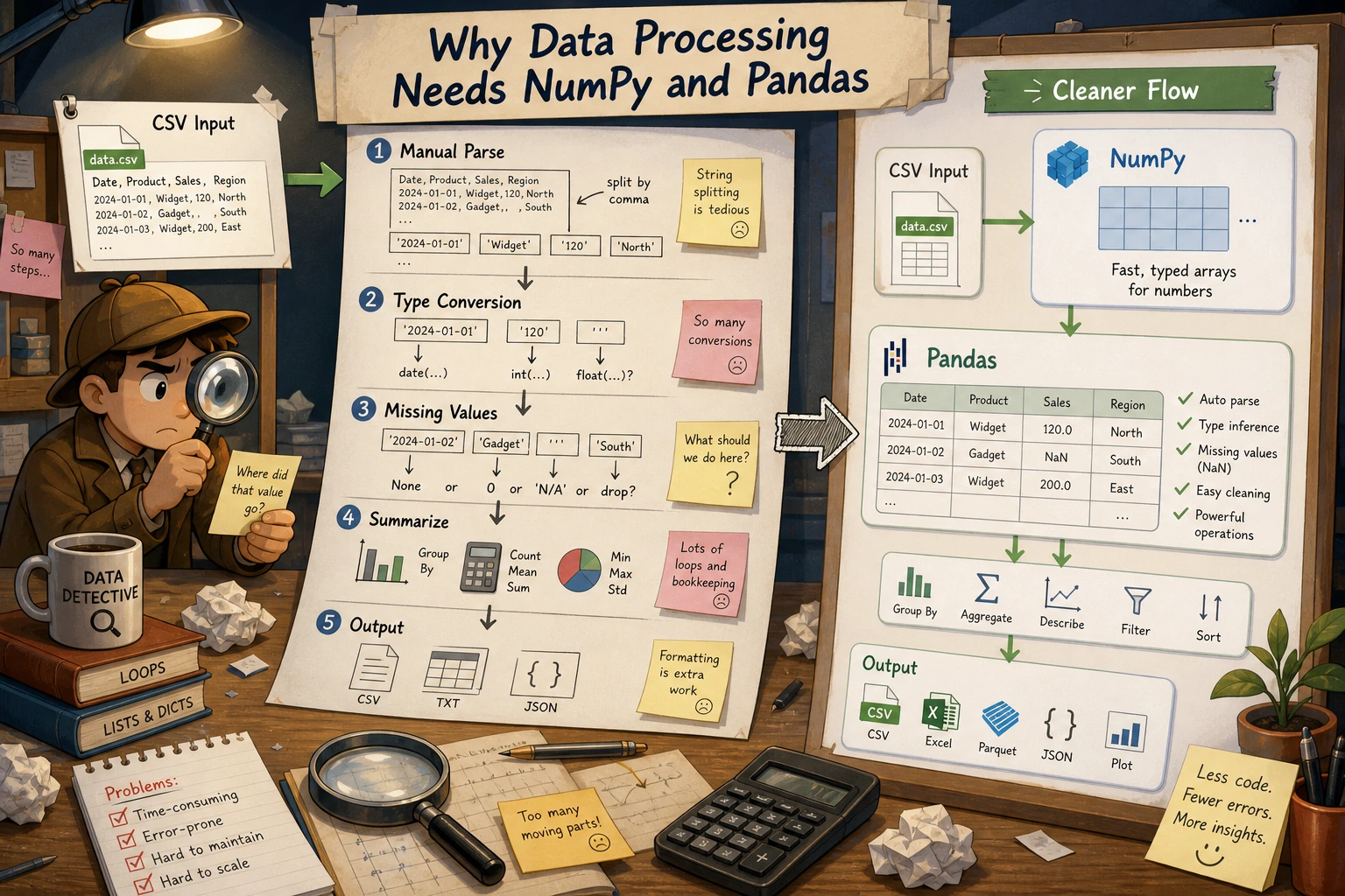 Pain points of pure Python data processing