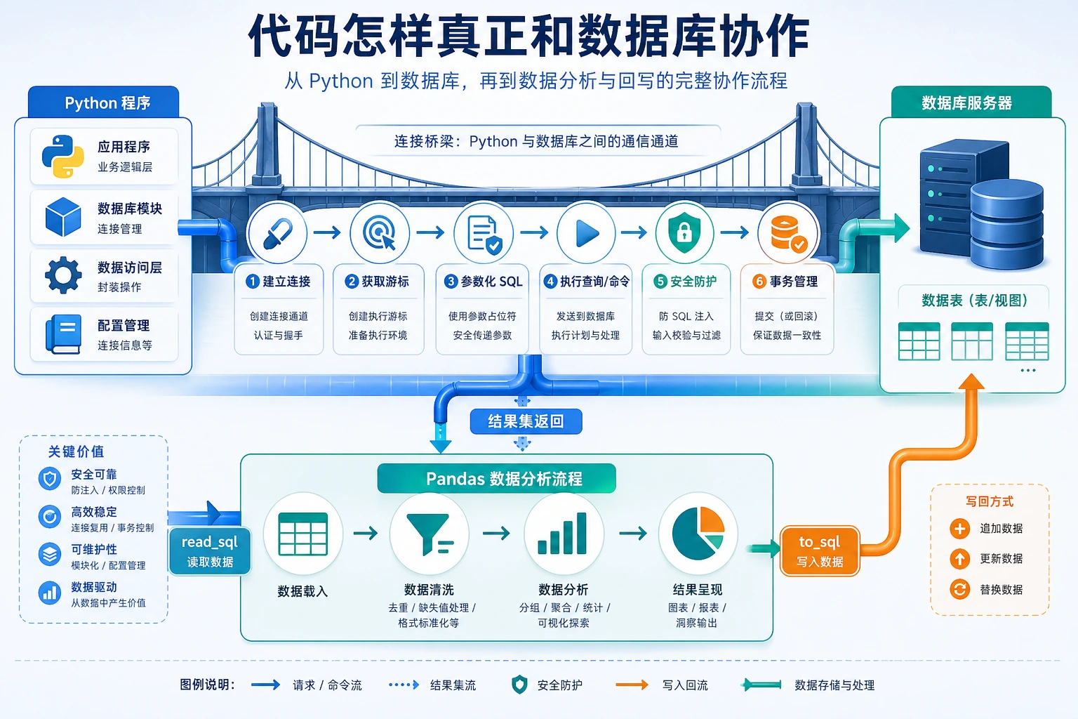 Python 与数据库协作桥梁图