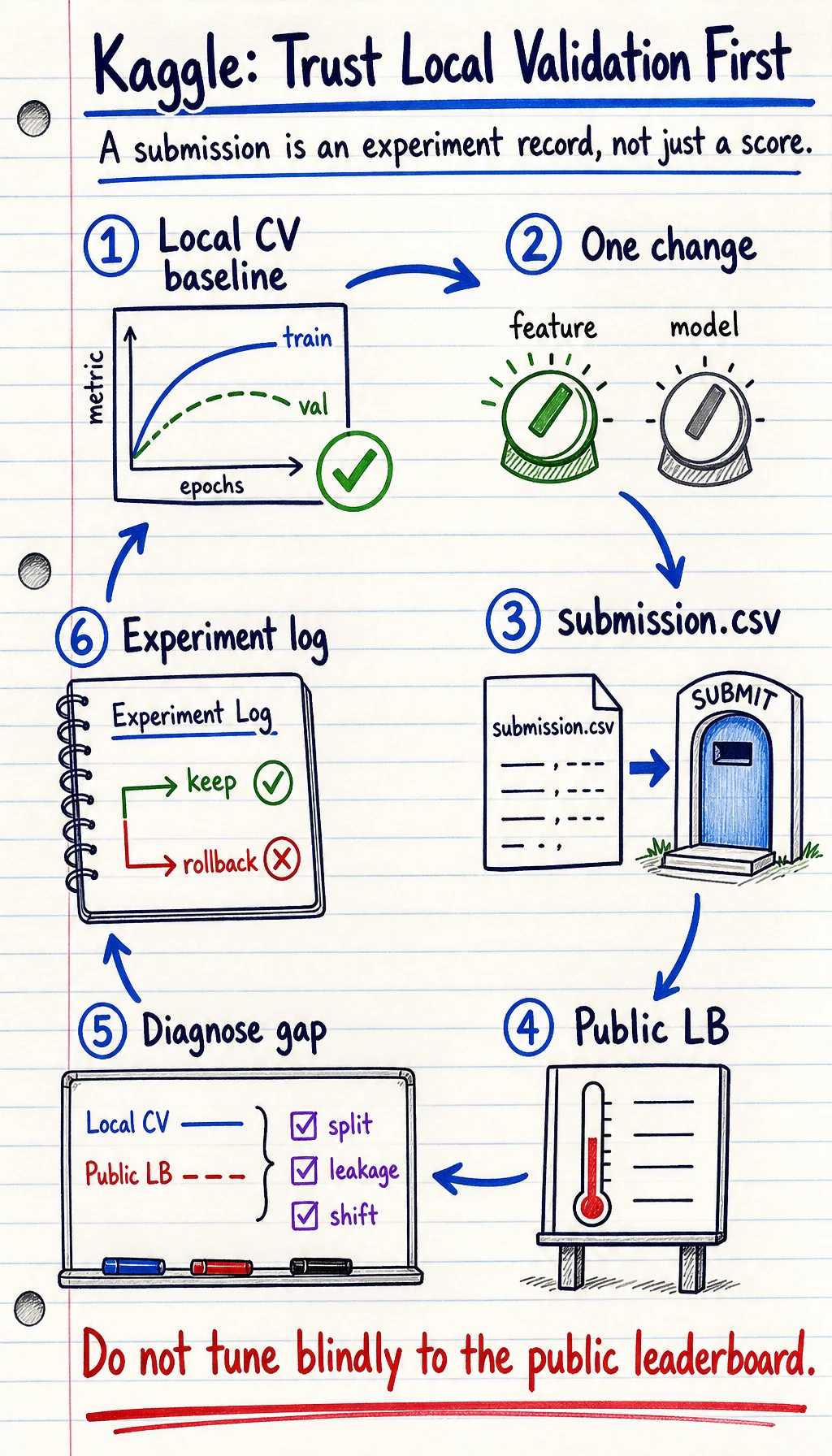 Kaggle validation and leaderboard loop