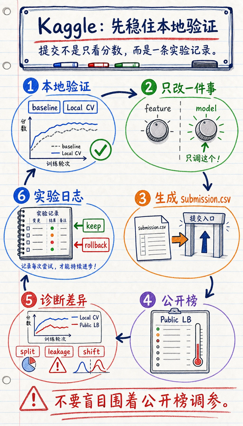 Kaggle 本地验证与排行榜闭环