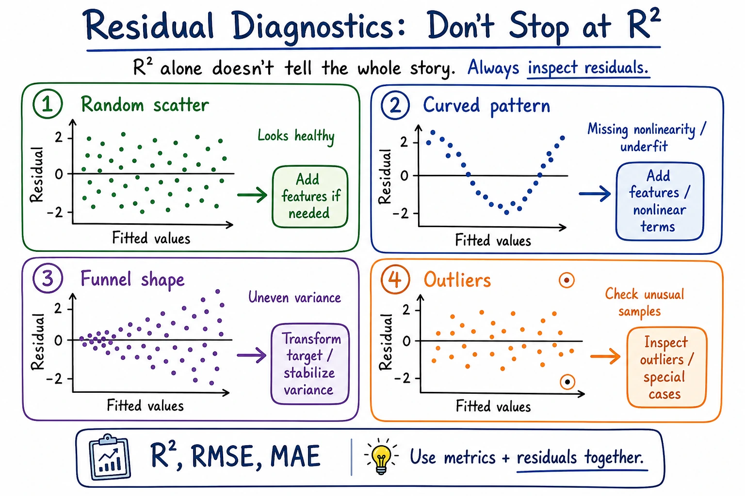 Linear regression residual diagnostics