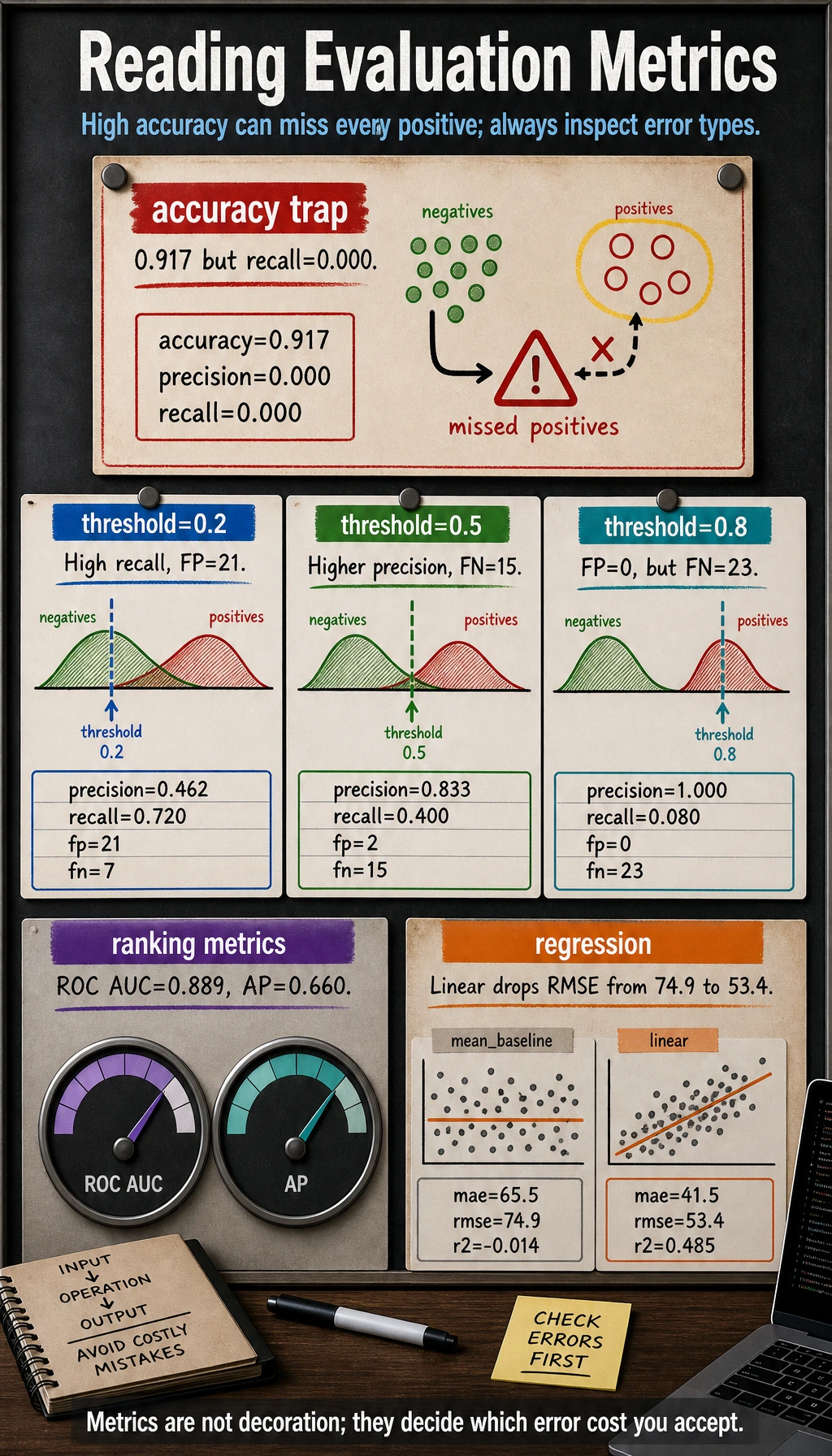 Evaluation metrics threshold and regression result map