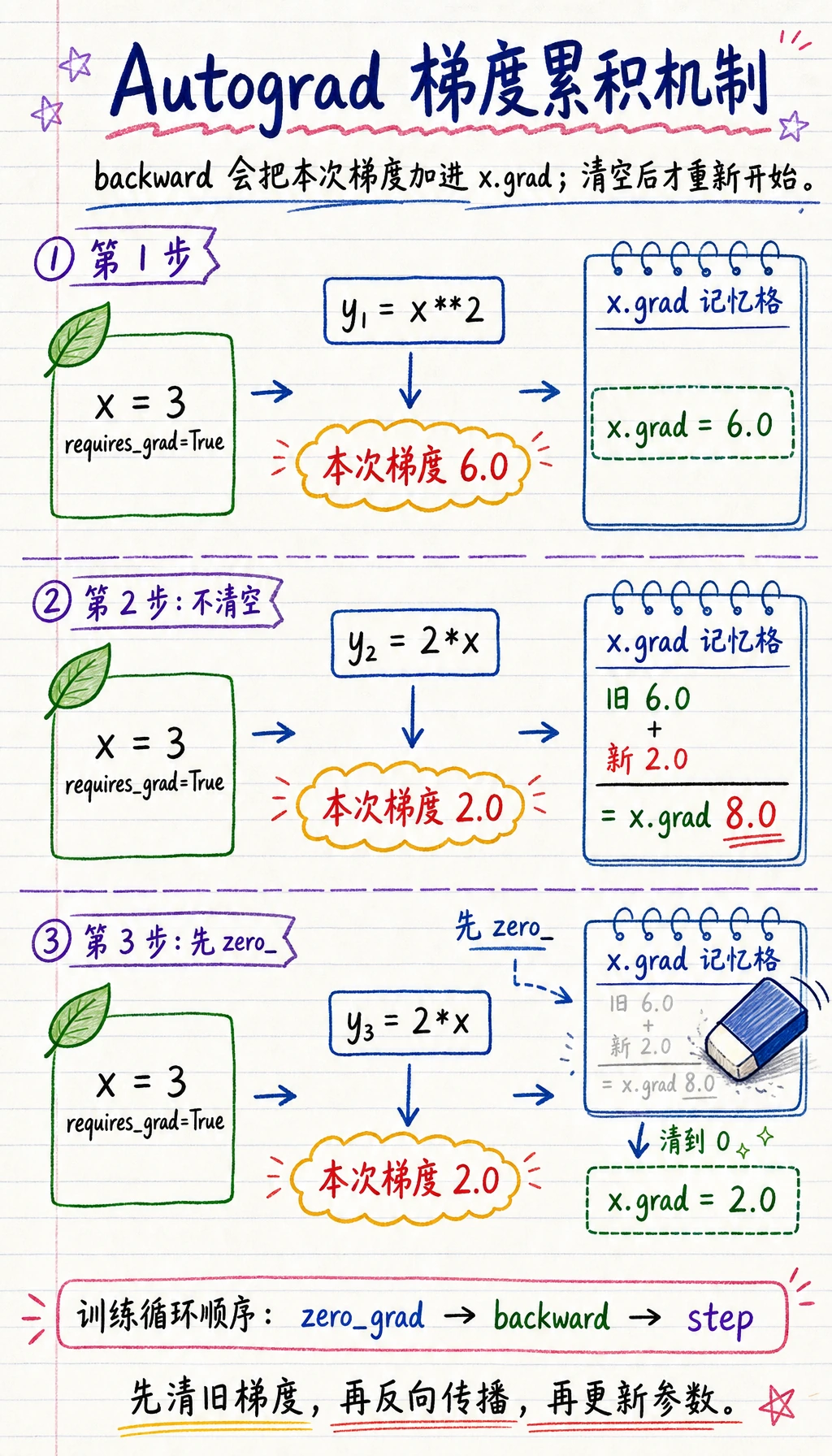 Autograd 梯度累积机制图