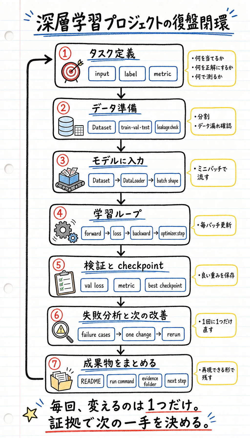 深層学習プロジェクト学習レビューループ