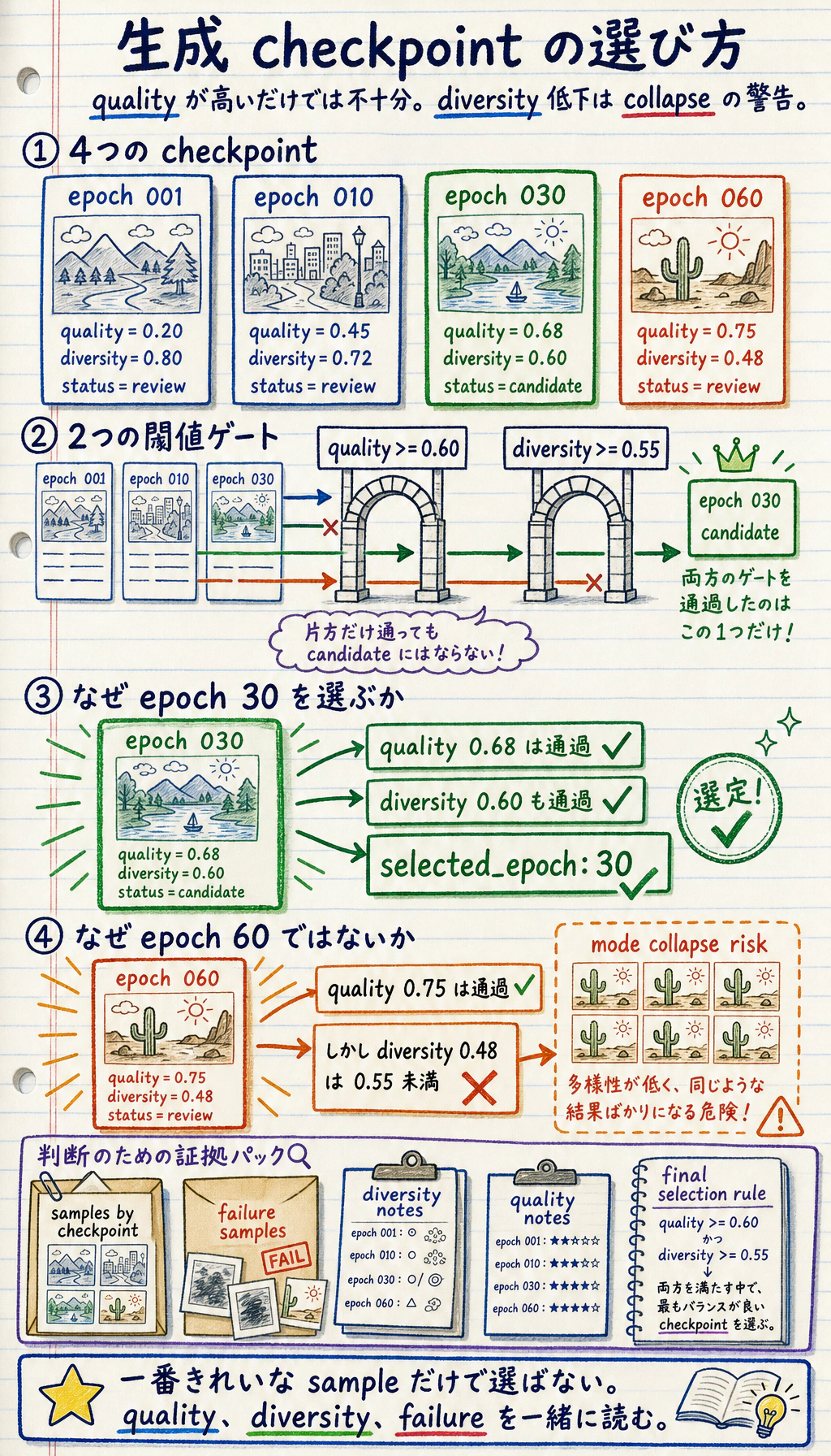 生成モデル checkpoint 評価結果図
