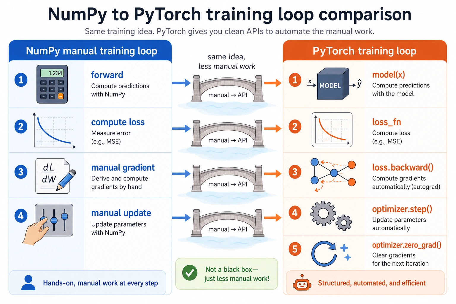 NumPy to PyTorch training loop map