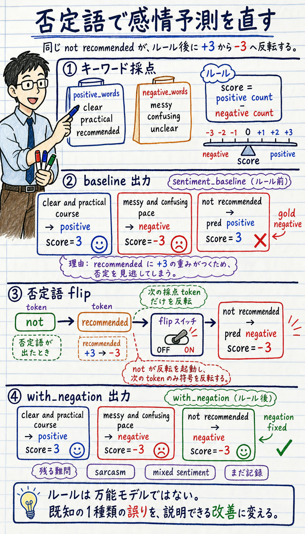 感情分析の否定語ルール結果図