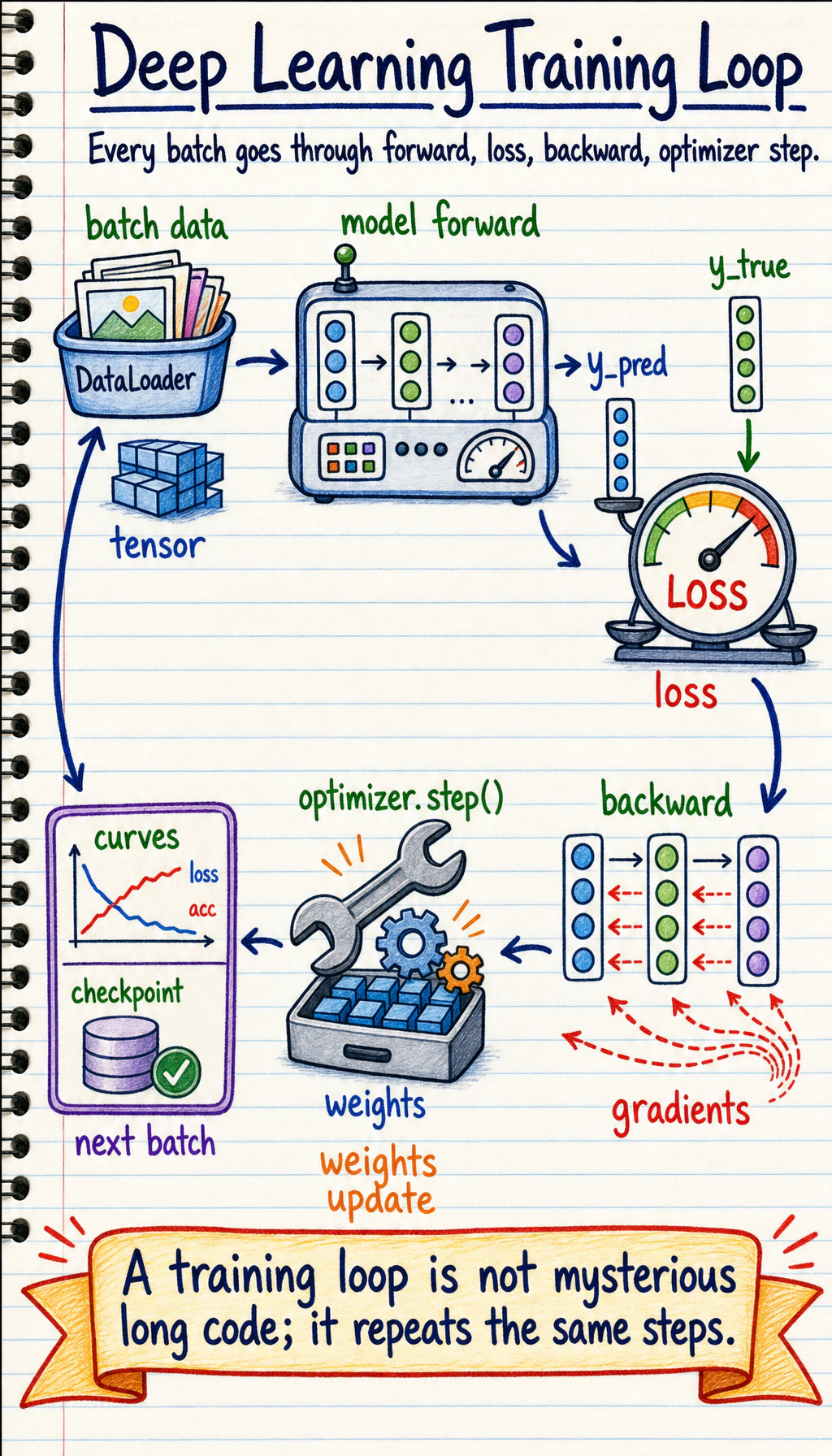 Main diagram of the deep learning training loop