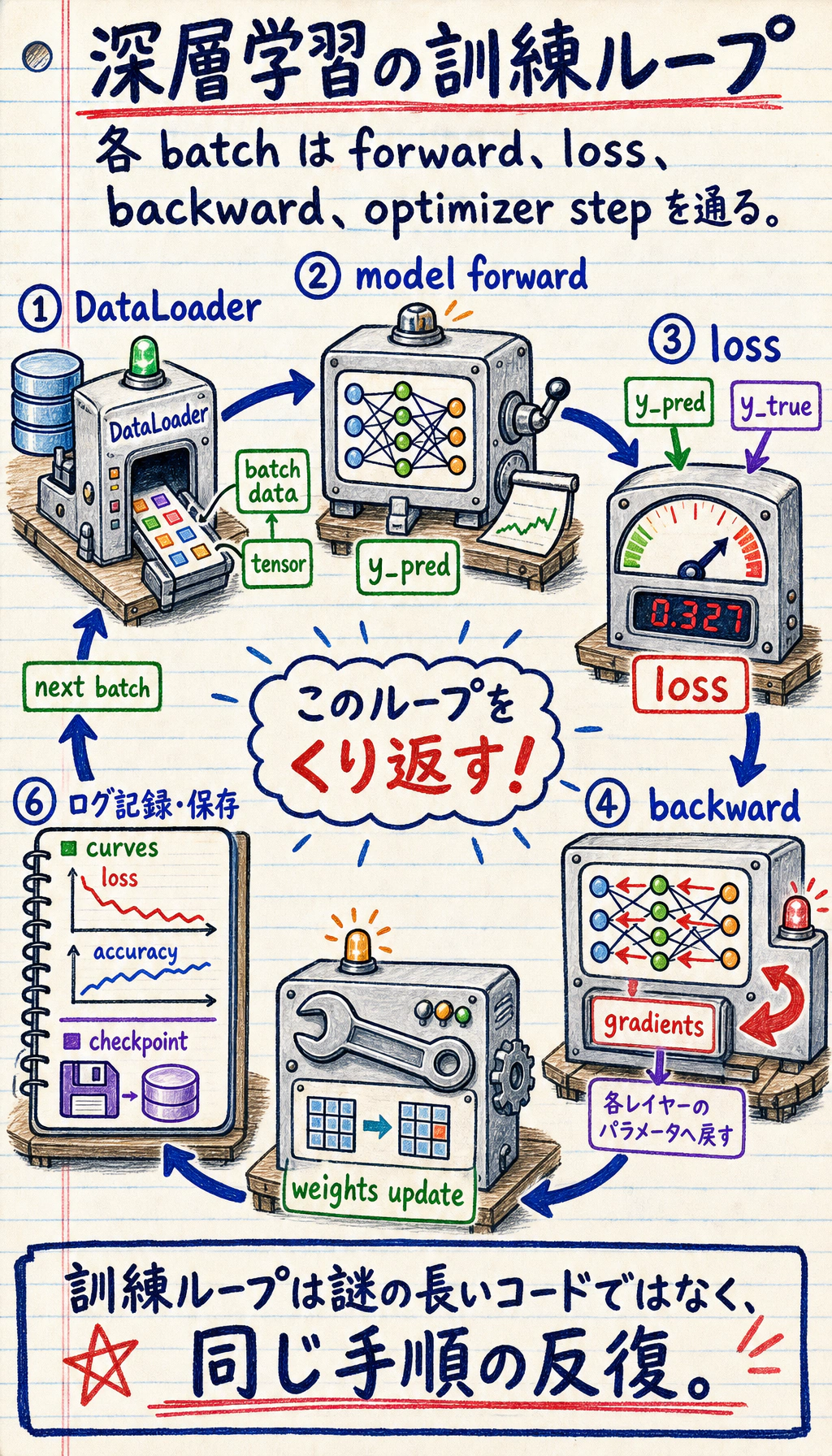 深層学習トレーニングループのメイン図