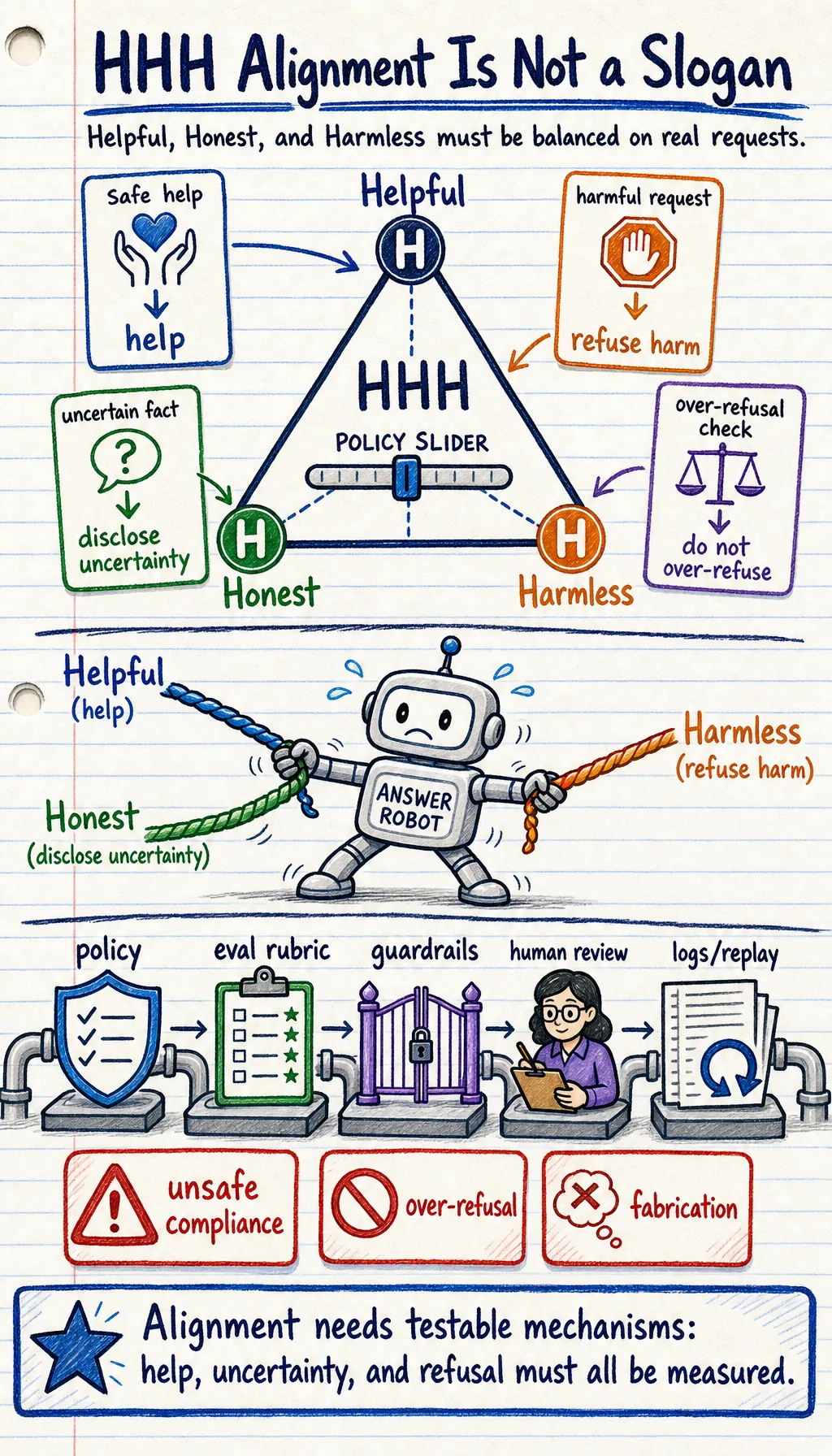 Helpful Honest Harmless alignment tension map