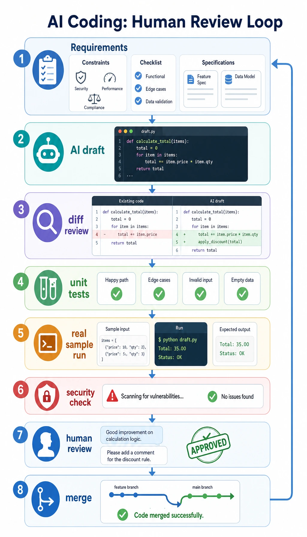 Human verification closed loop for AI-assisted programming