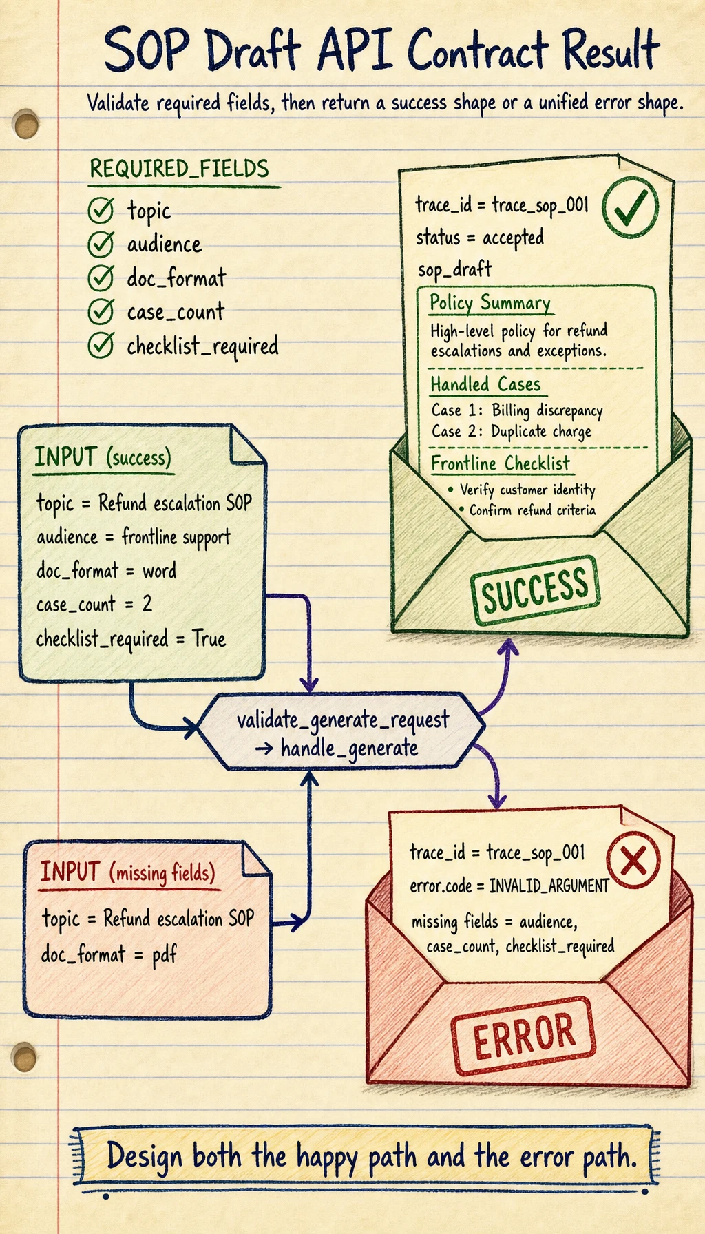 SOP draft API contract result map
