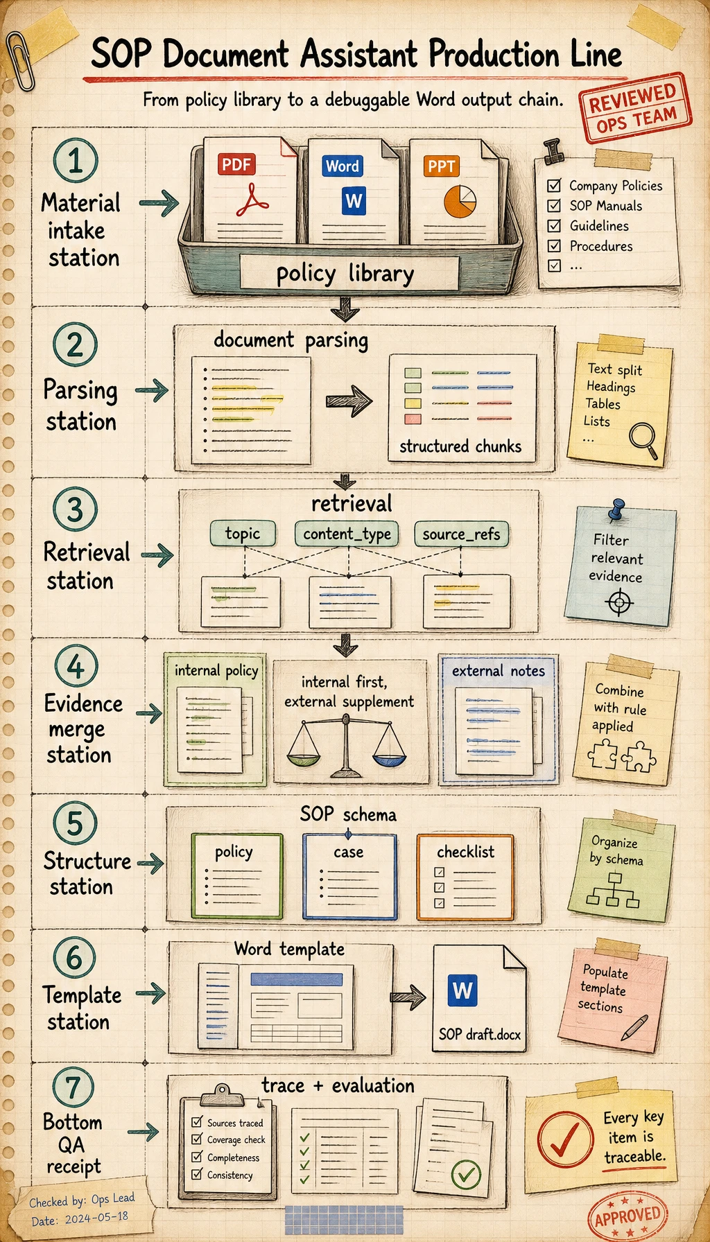 SOP document assistant production line diagram