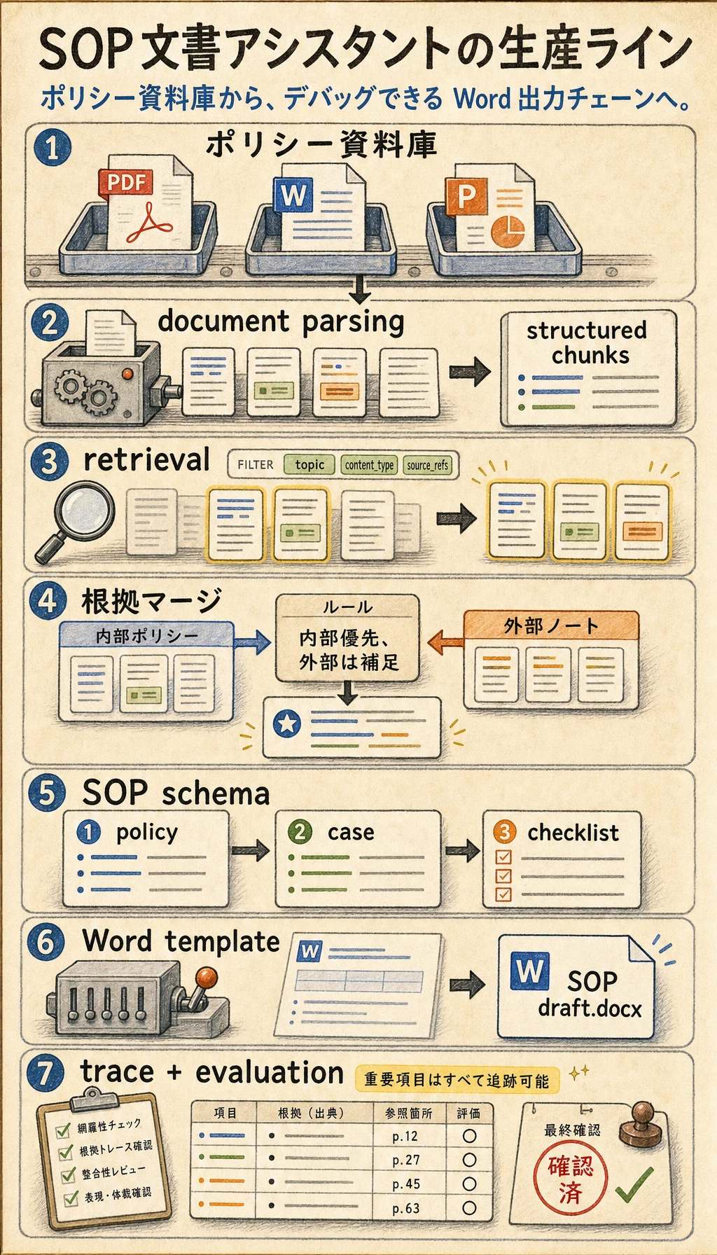 SOP 文書アシスタントの生産ライン図