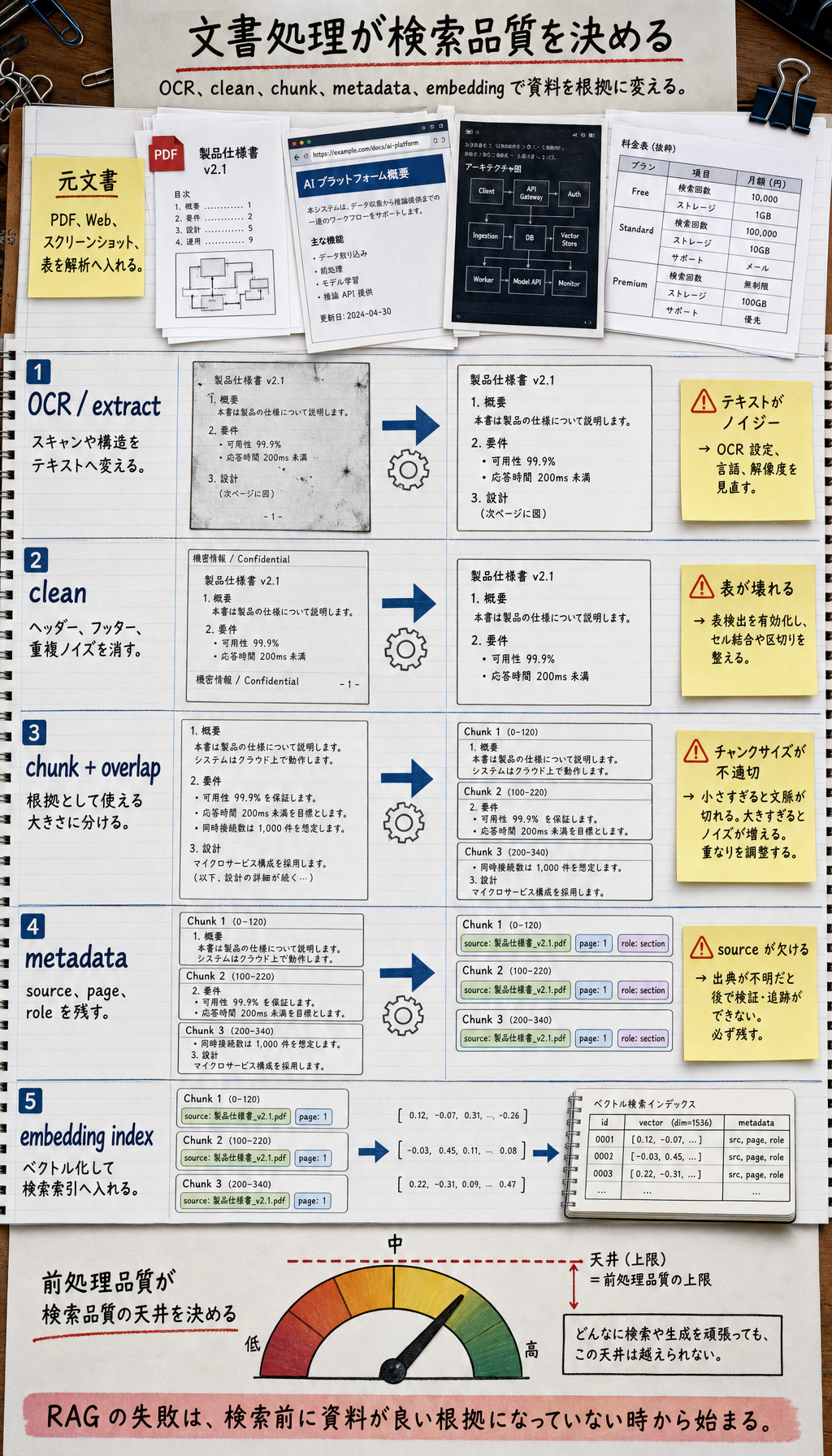 RAG の文書処理パイプライン
