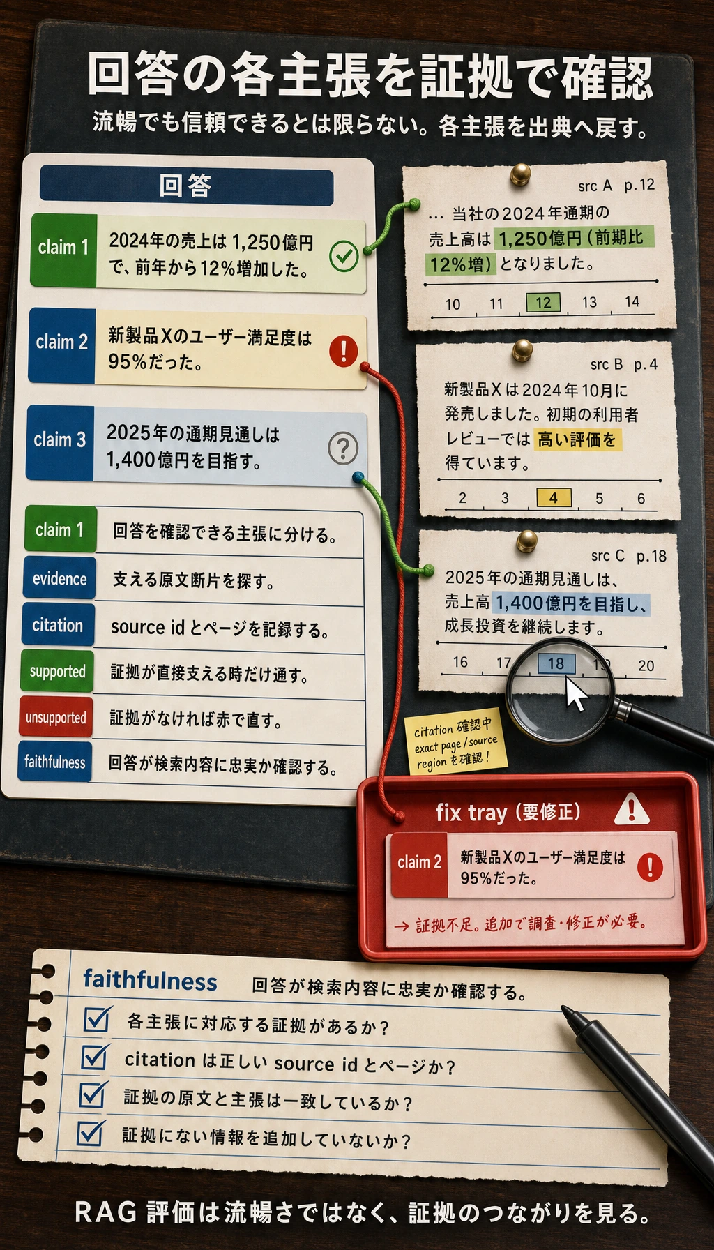 忠実性 と引用の真正性チェック図