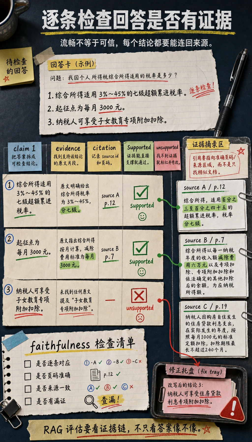 忠实度 与引用真实性检查图