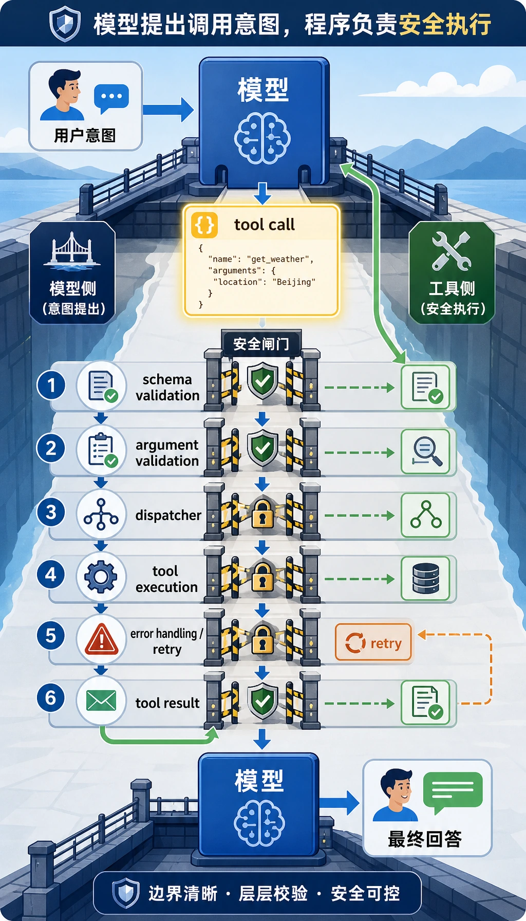 函数调用 校验与执行闭环图