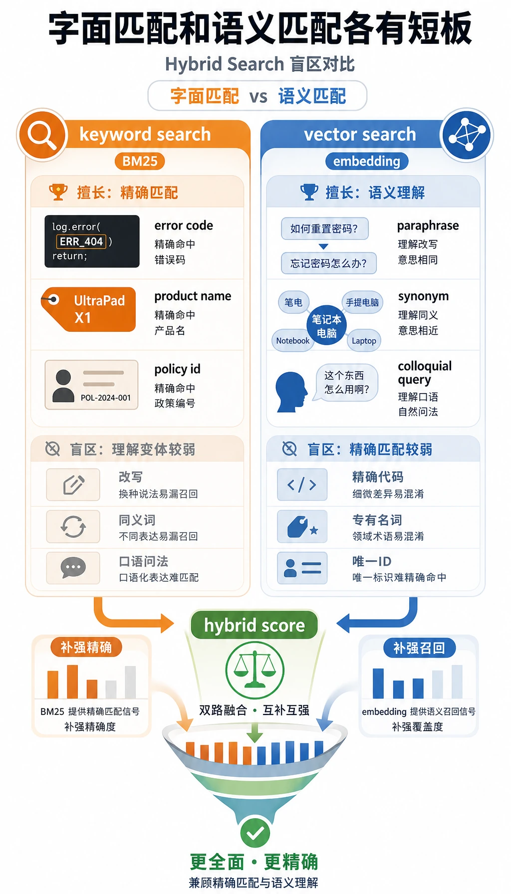 关键词检索与向量检索盲区图