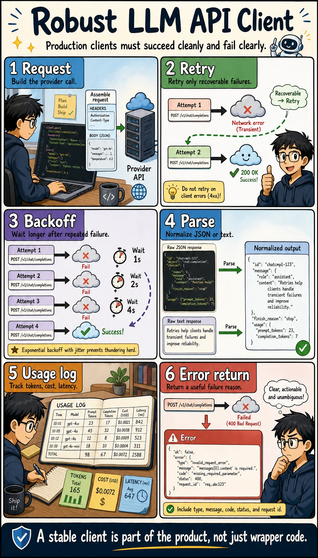 LLM API robust client closed-loop diagram