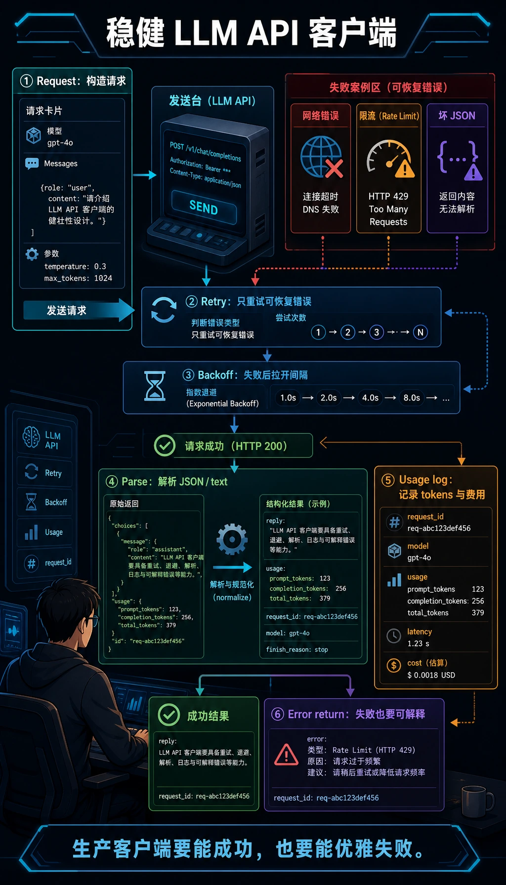 稳健 LLM API 客户端闭环图