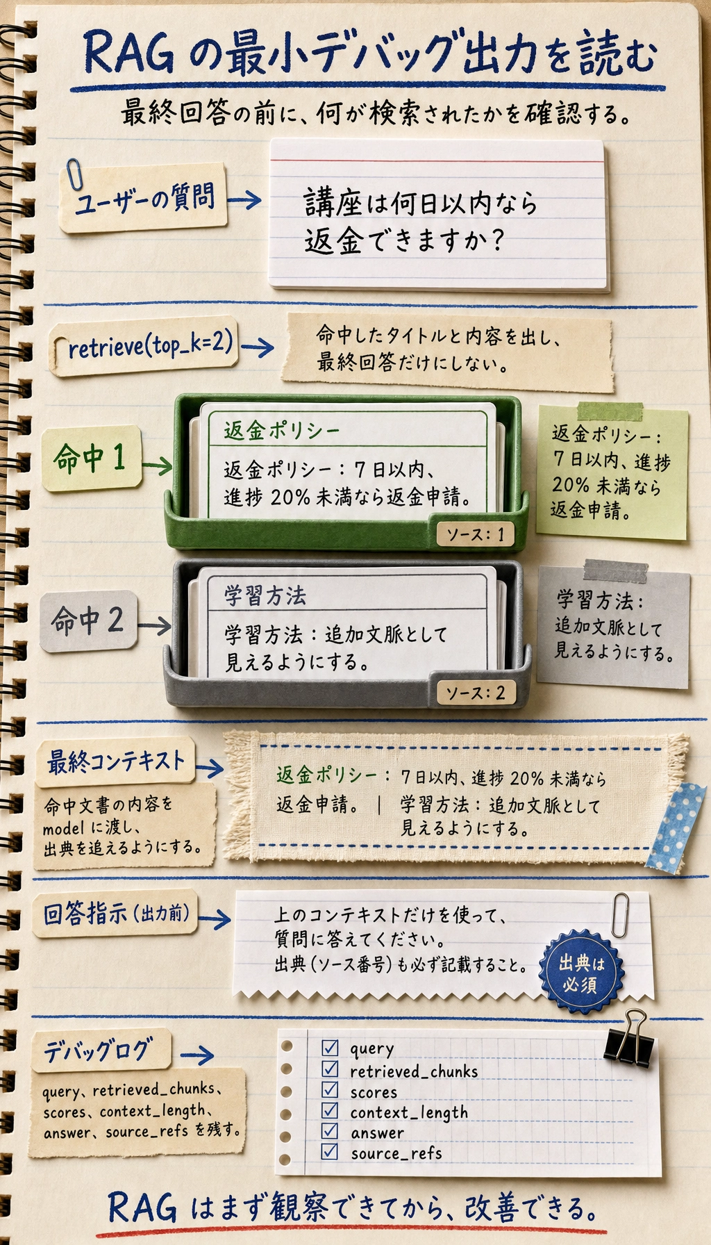 RAG 最小デバッグ出力の結果図
