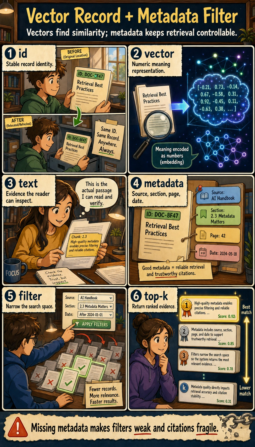 Vector record and metadata filtering diagram