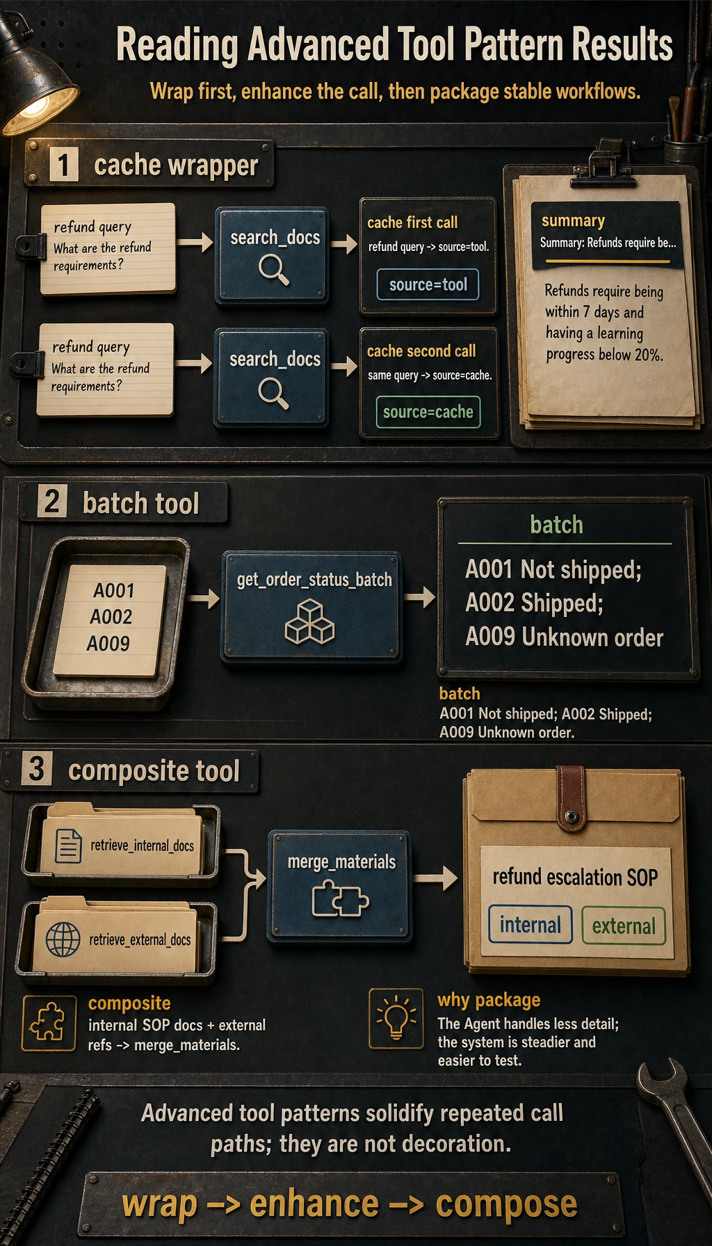 Advanced tool pattern result map