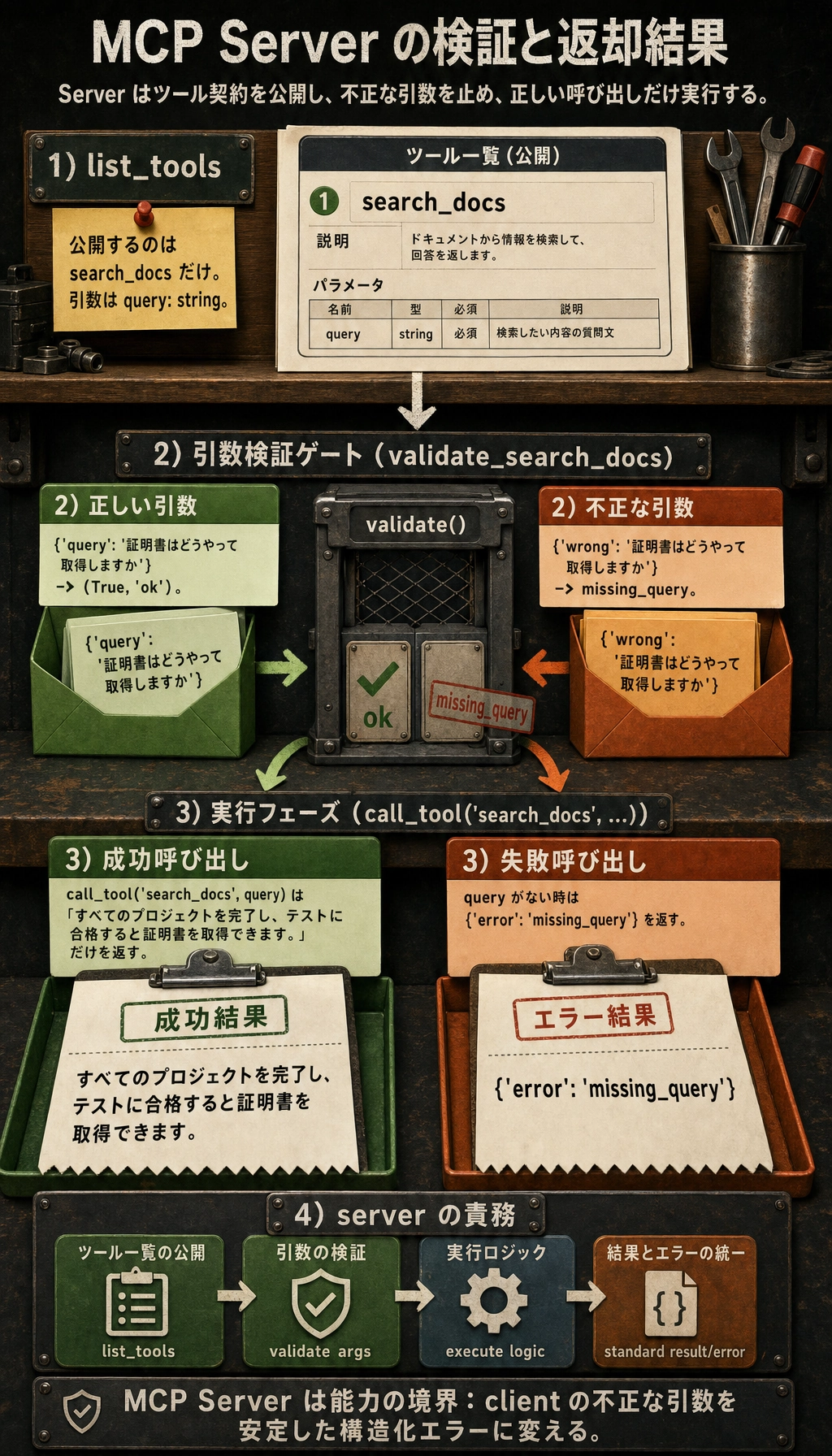 MCP サーバーの検証と返却結果図