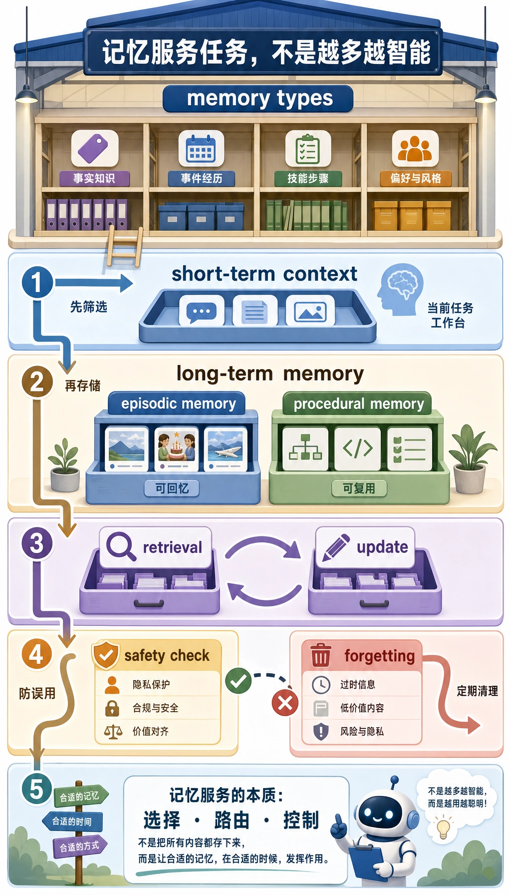 Agent 记忆系统章节学习顺序图