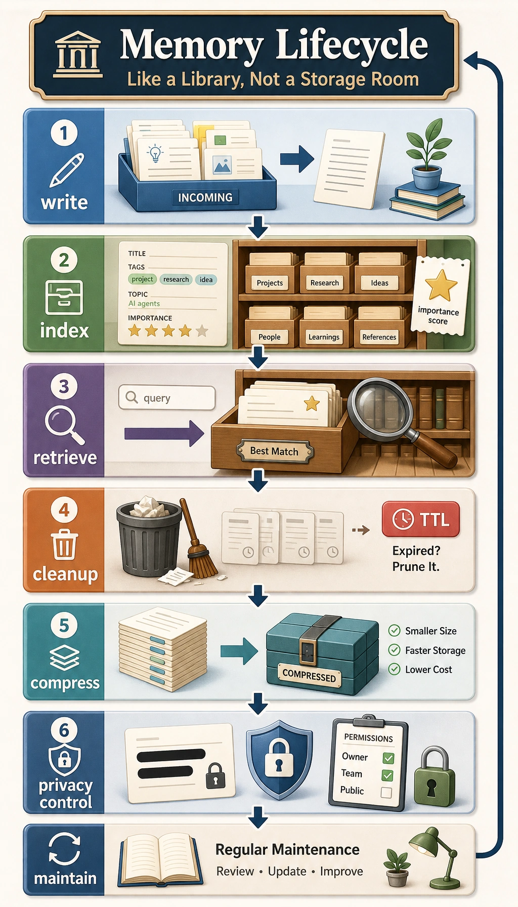 Memory engineering lifecycle diagram