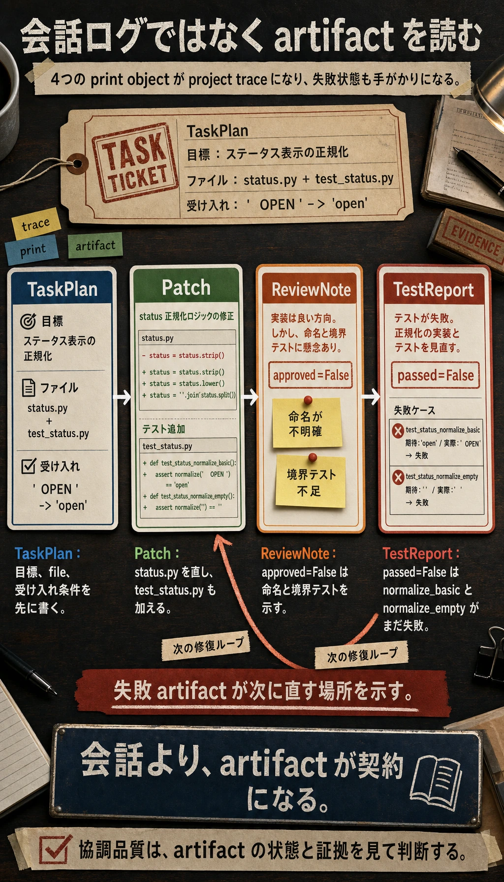 マルチ Agent artifact 引き継ぎ結果図