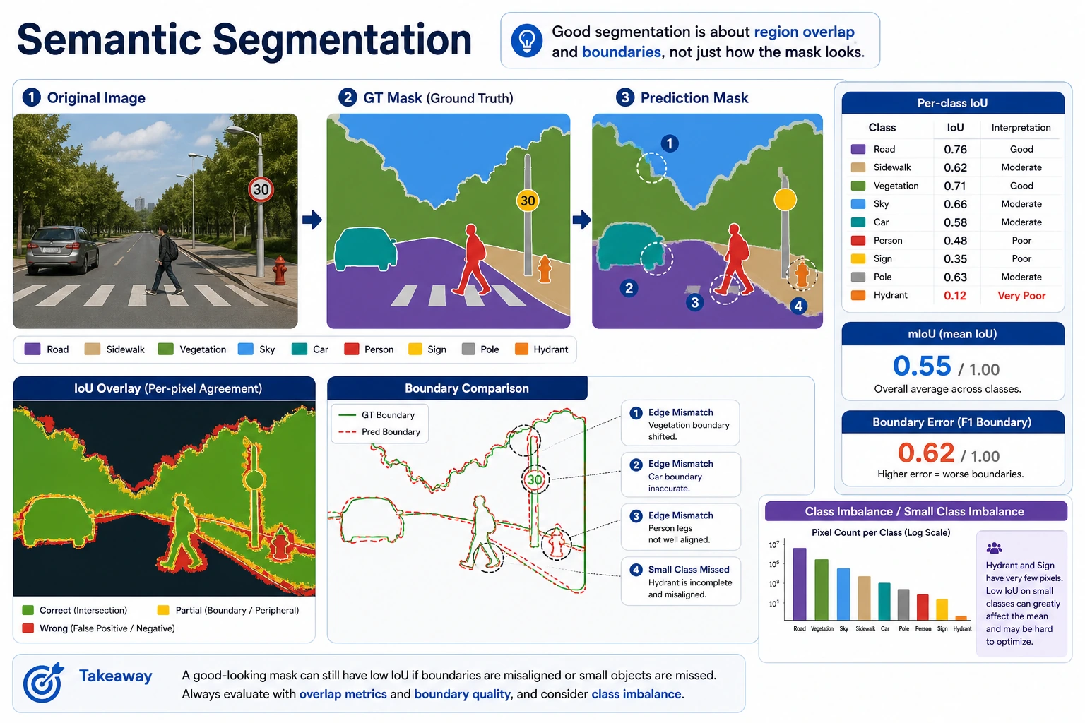 Semantic segmentation IoU and boundary map